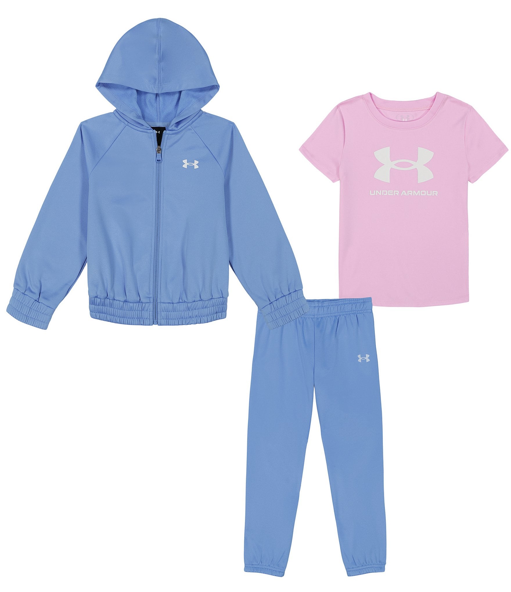 Under Armour Baby Girls 3-24 Months Long Sleeve Fleece Hoodie Jacket & Jogger Pants & Short-Sleeve Speed Tech Tee Set