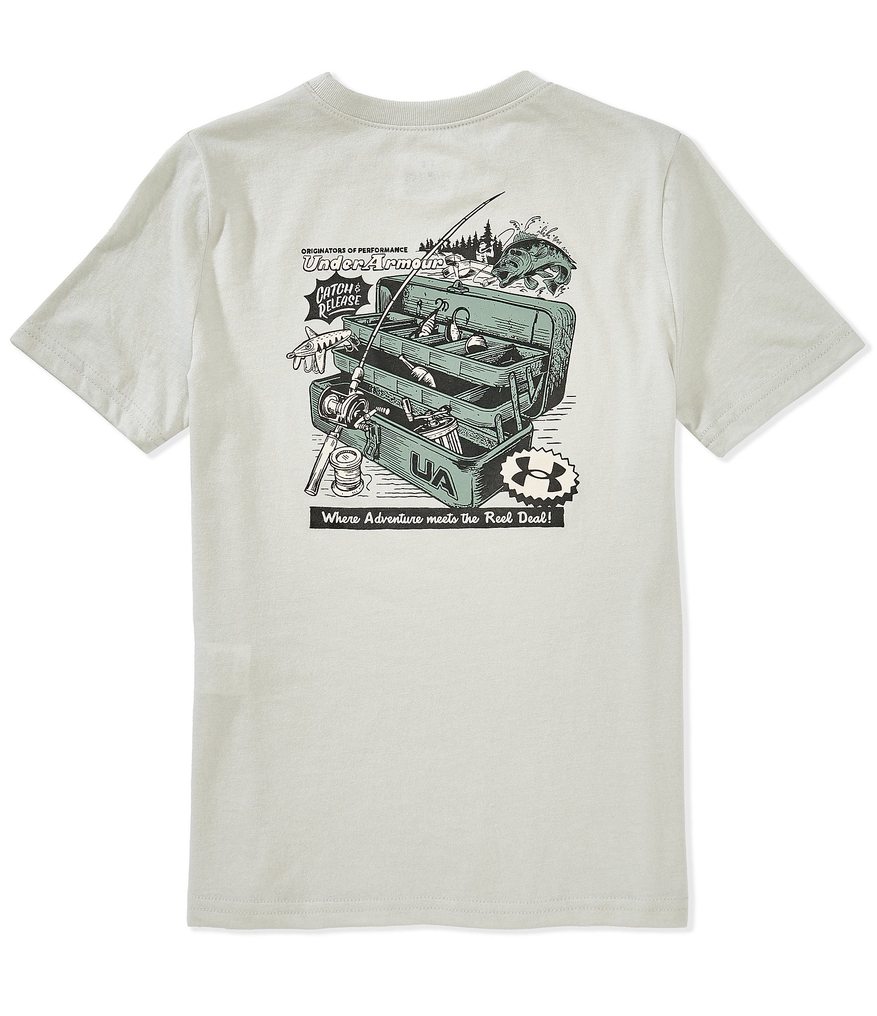 Under Armour Big Boys 7-14 Short Sleeve Crewneck Retro Tacklebox Graphic T-Shirt