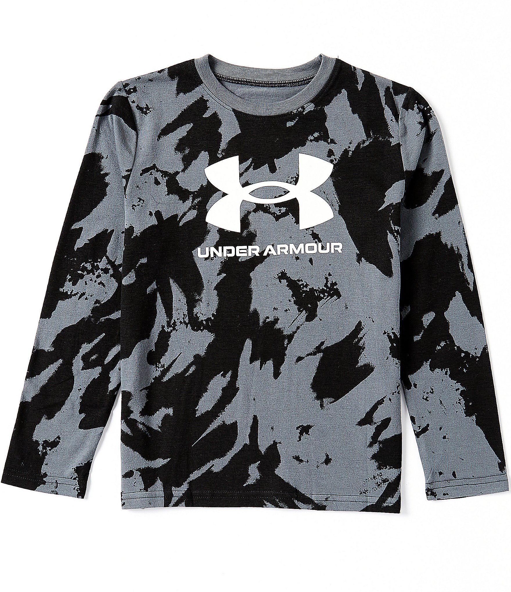 Under Armour Boys Shirt Youth Extra Large Gray Black Thermal Long