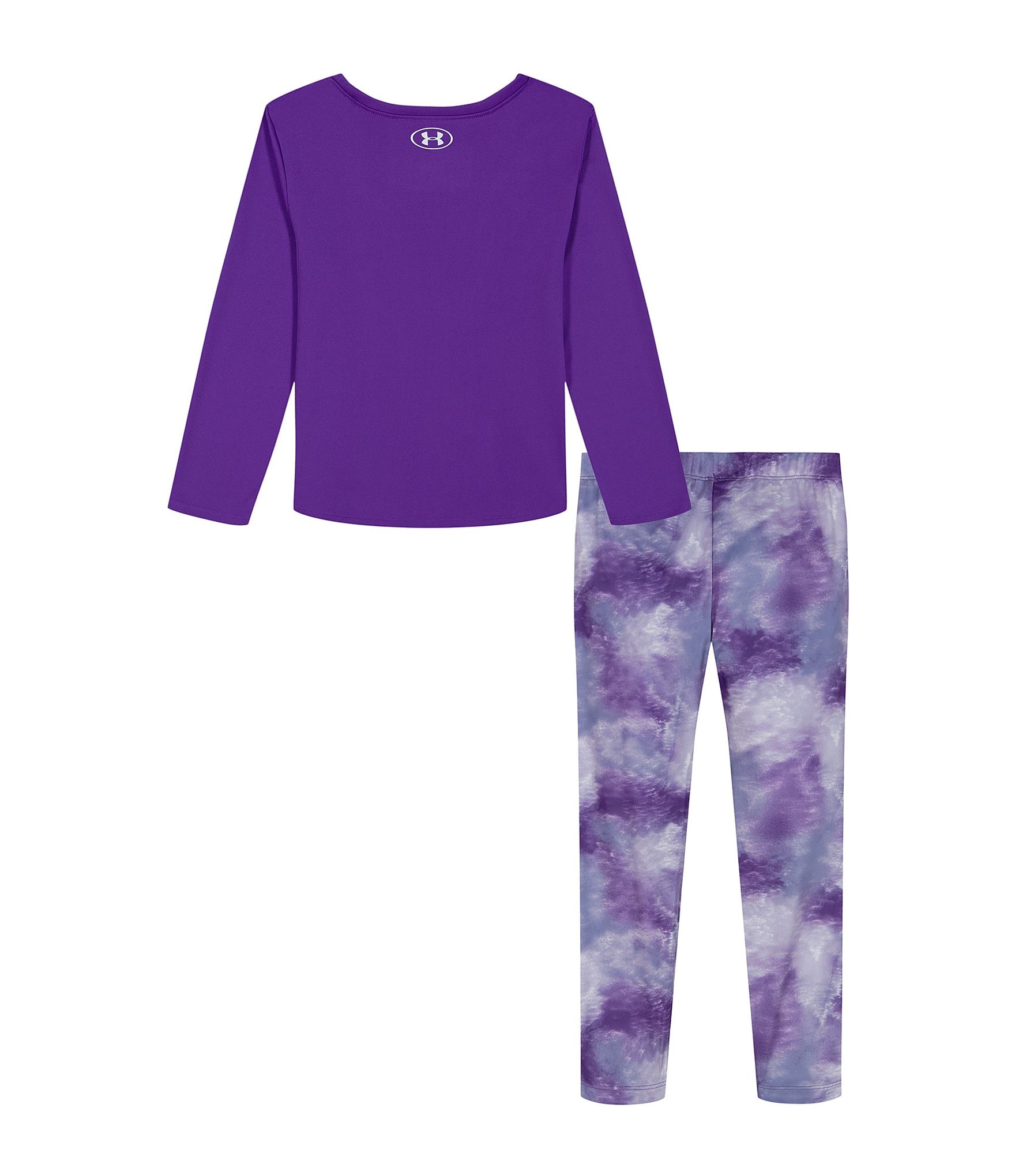 Under Armour Little Girls 2T-6X Long-Sleve Glitter-Accented Heart-Graphic T-Shirt & Blurred-Printed Leggings Set