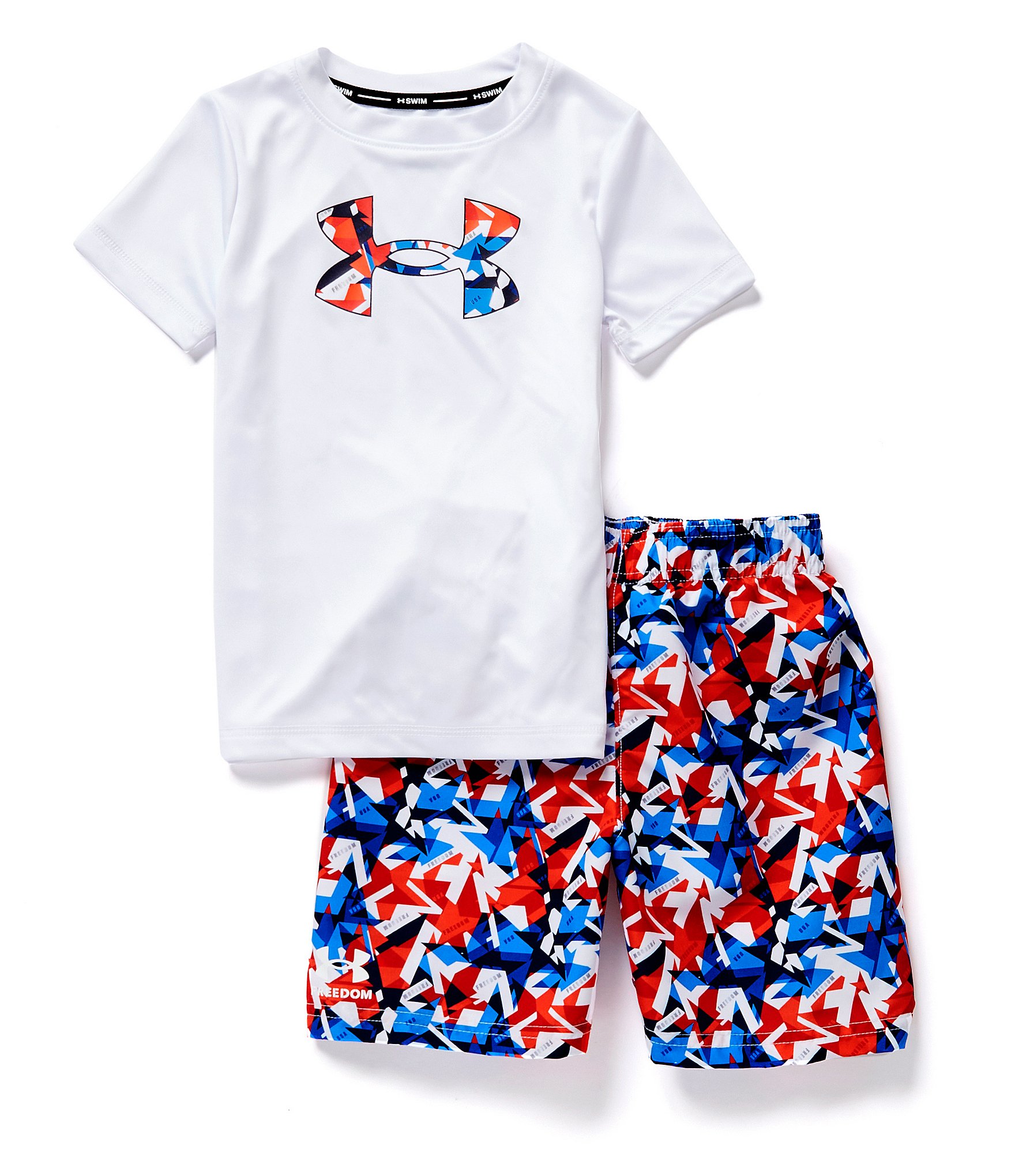 Under Armour Little Boys Short Sleeve Freedom Tee & Volley Swim Shorts Set | Dillard's