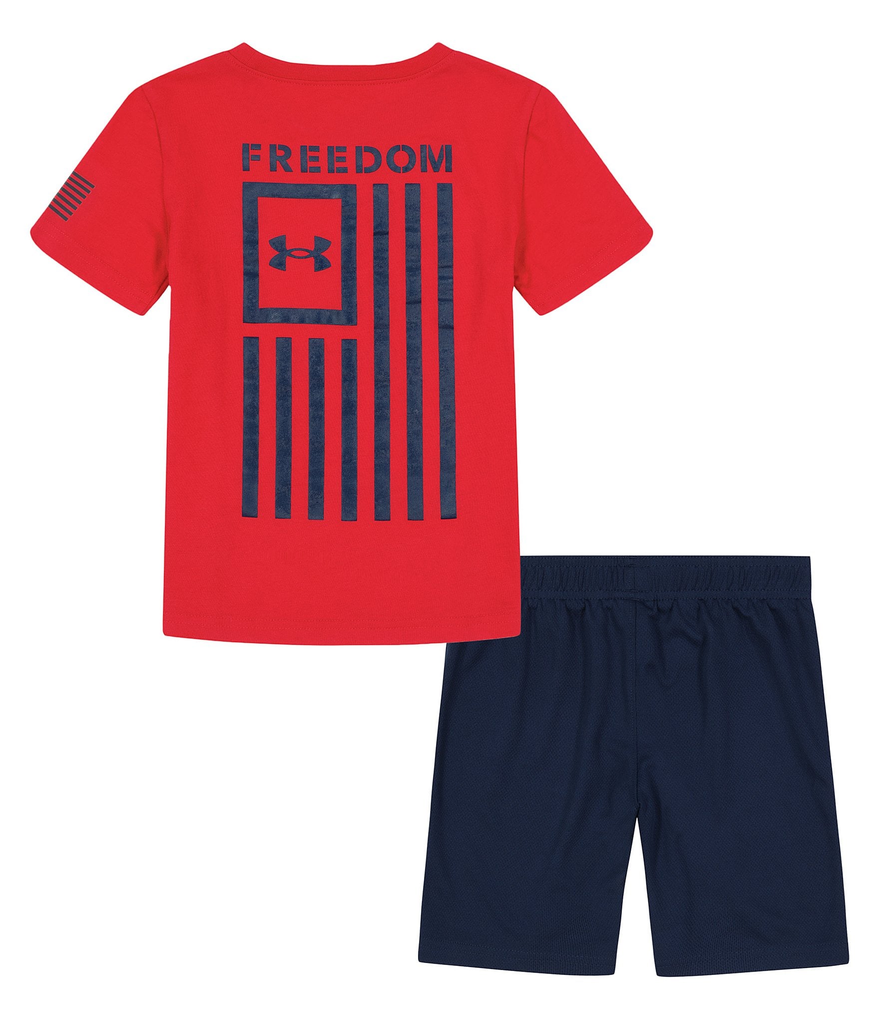 Under Armour Little Boys 2T-7 Short Sleeve Freedom Flag Tee & Shorts Set