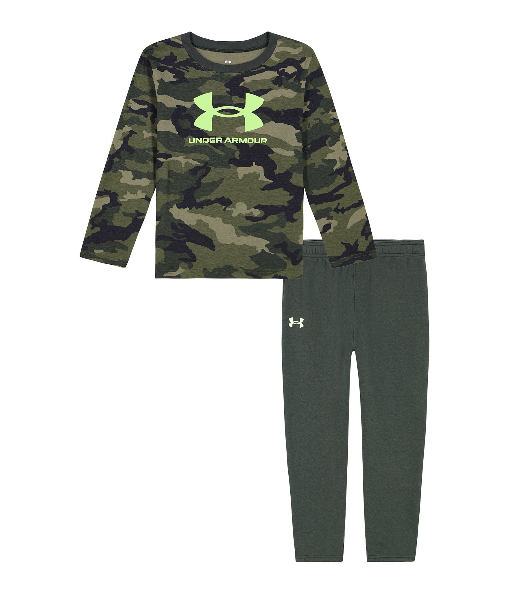 Under Armour Little Boys 2T-7 Long Sleeve Camouflage-Printed Knit T-Shirt & Solid Fleece Jogger Pant Set