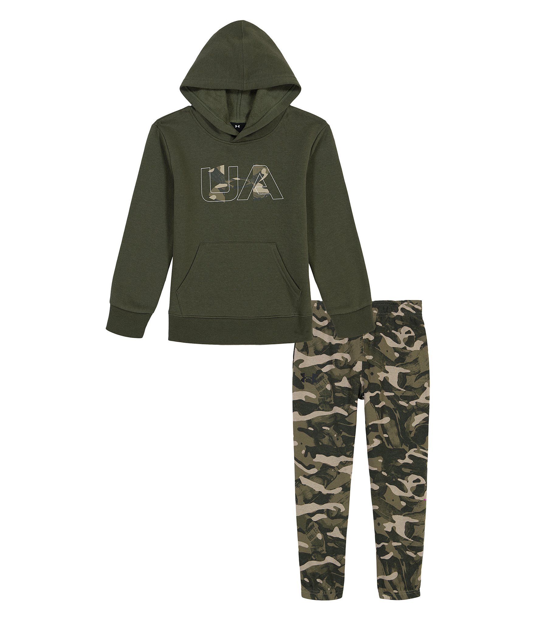 Under Armour Little Boys 2T-7 Long Sleeve Rival Fleece Hoodie & Camouflage-Printed Fleece Jogger Pant Set