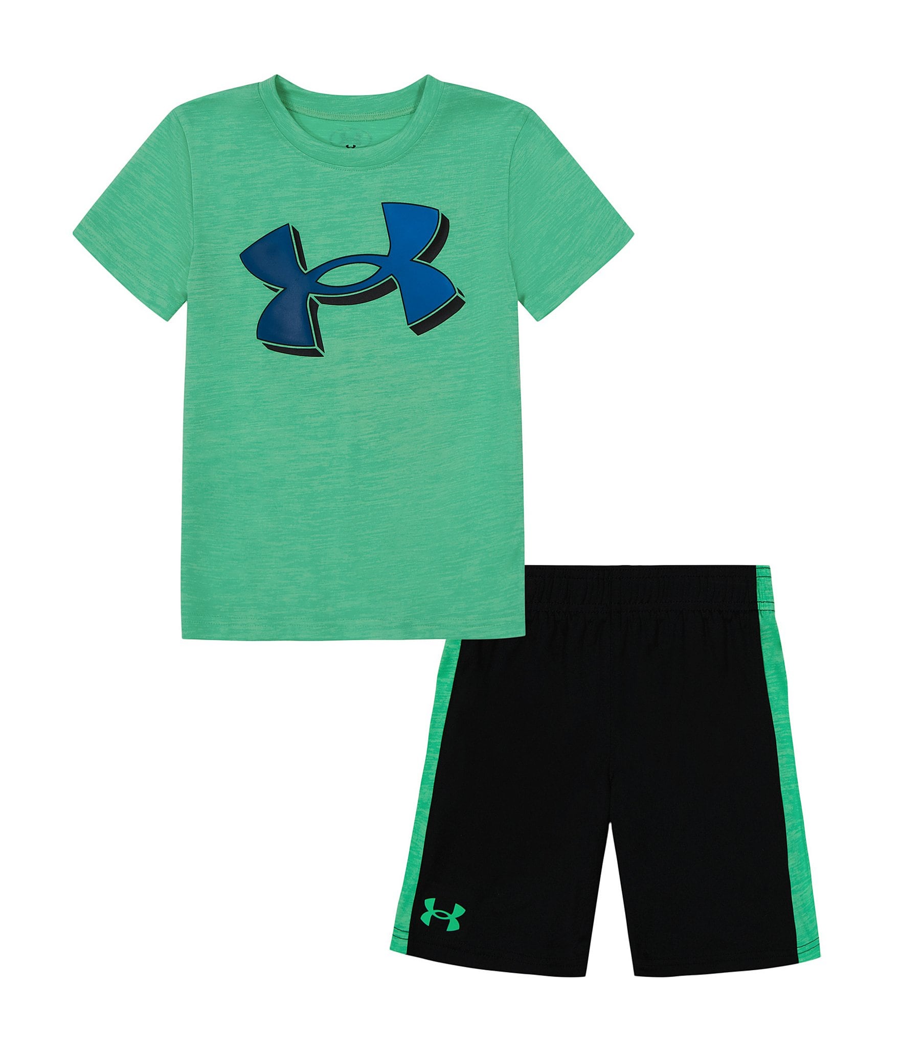 Under Armour Little Boys 2T-7 Short Sleeve Big Logo T-Shirt & Shorts Set