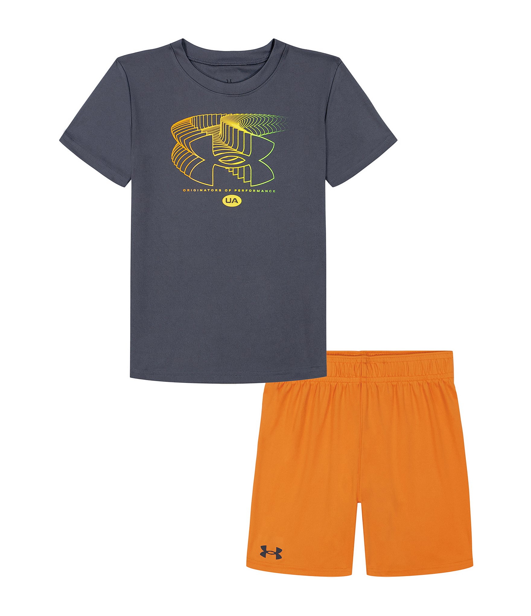 Under Armour Little Boys 2T-7 Short Sleeve Fading Logo T-Shirt & Shorts Set