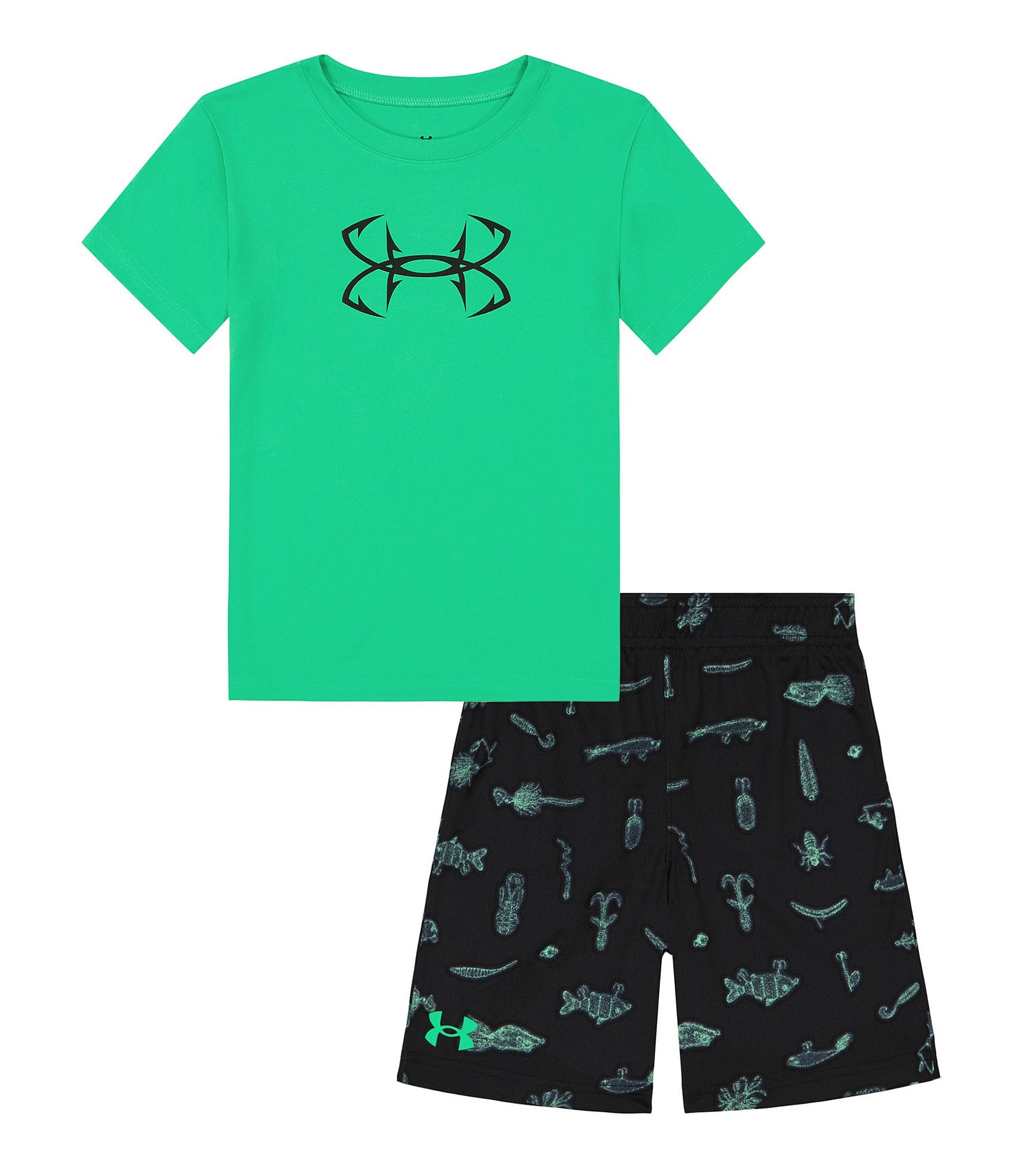 Under Armour Little Boys 2T-7 Short Sleeve Hook Logo Lures T-Shirt Shorts Set - 4T