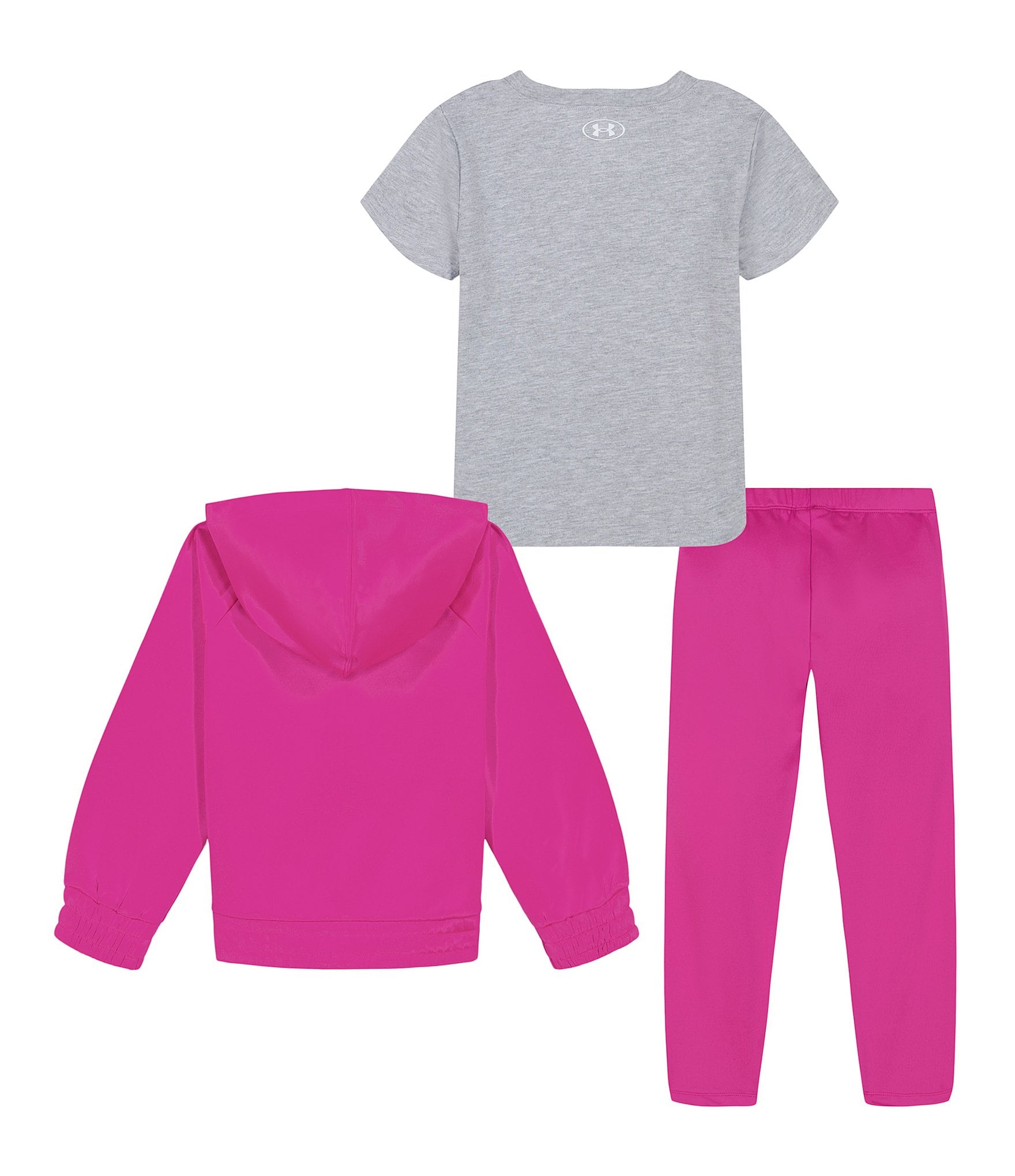 Under Armour Little Girls 2T-6X Long-Sleeve Fleece Hooded Jacket & Matching Fleece Jogger Pants & Heart-Graphic T-Shirt Set