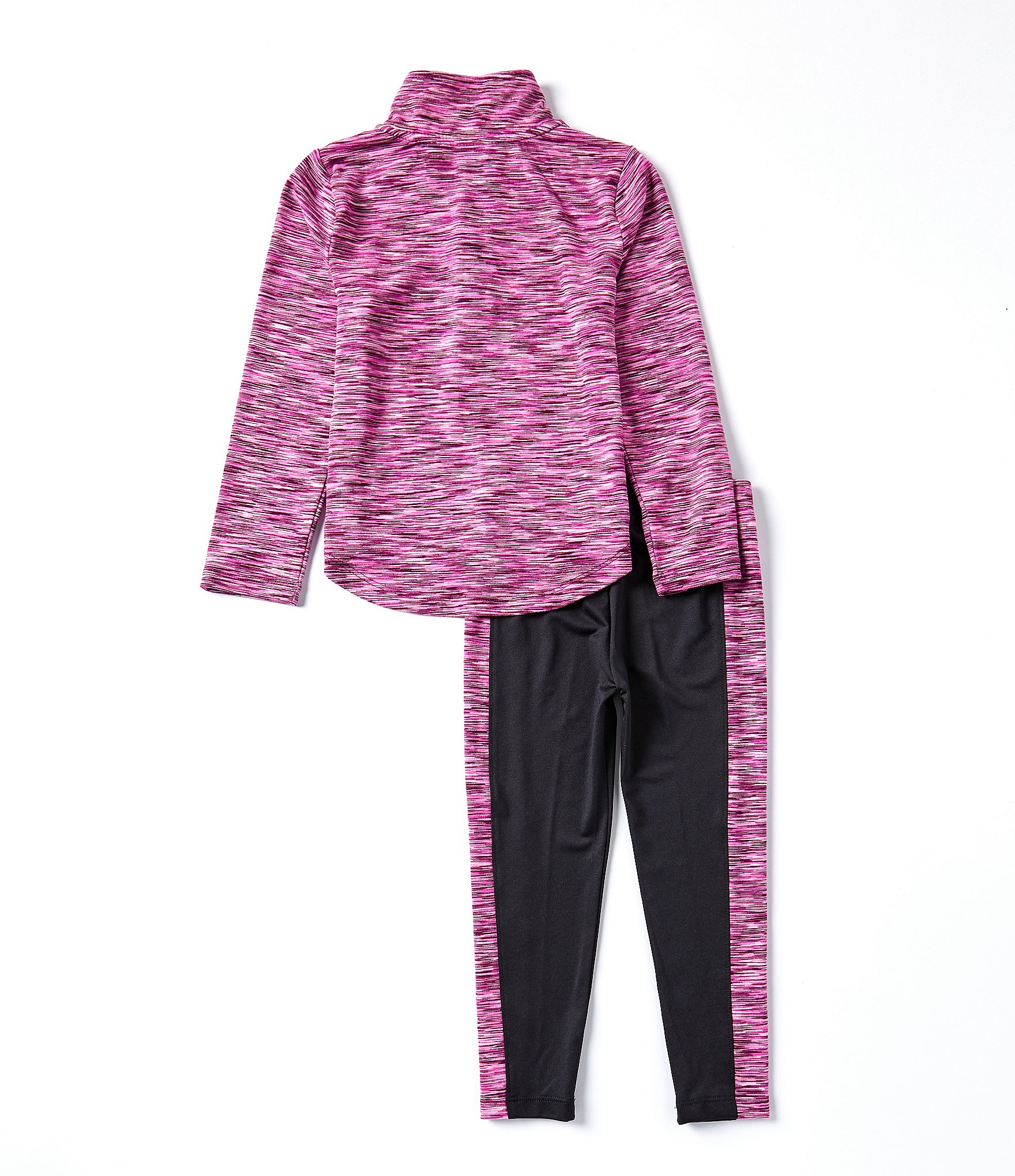 Under Armour Little Girls 2T-6X Long-Sleeve Twisted Quarter-Zip Pullover & Racing-Stripe Leggings Set