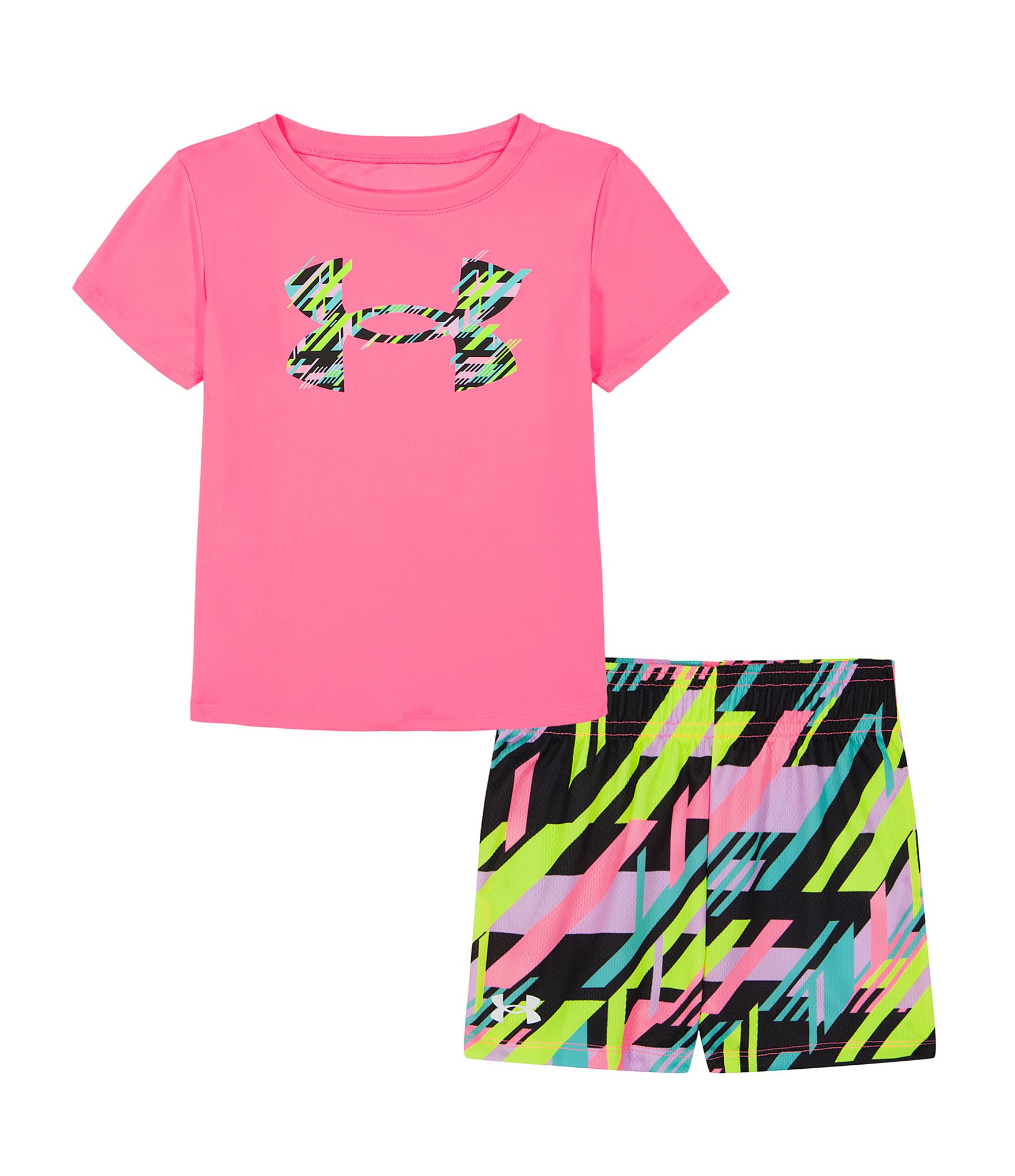 Calvin Klein Little Girls 2T-6X Flutter-Sleeve Striped Logo Muslin T-Shirt  & Sleeveless Solid Romper Set