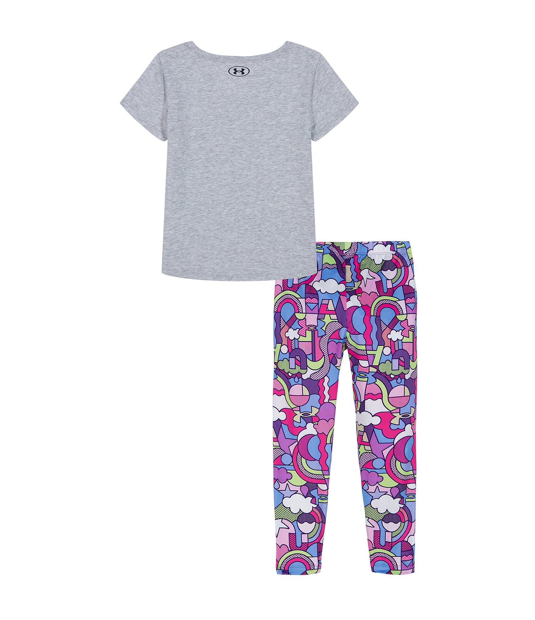 Under Armour Little Girls 2T-6X Short Sleeve UA-Logo Graphic T-Shirt & Printed Leggings Set