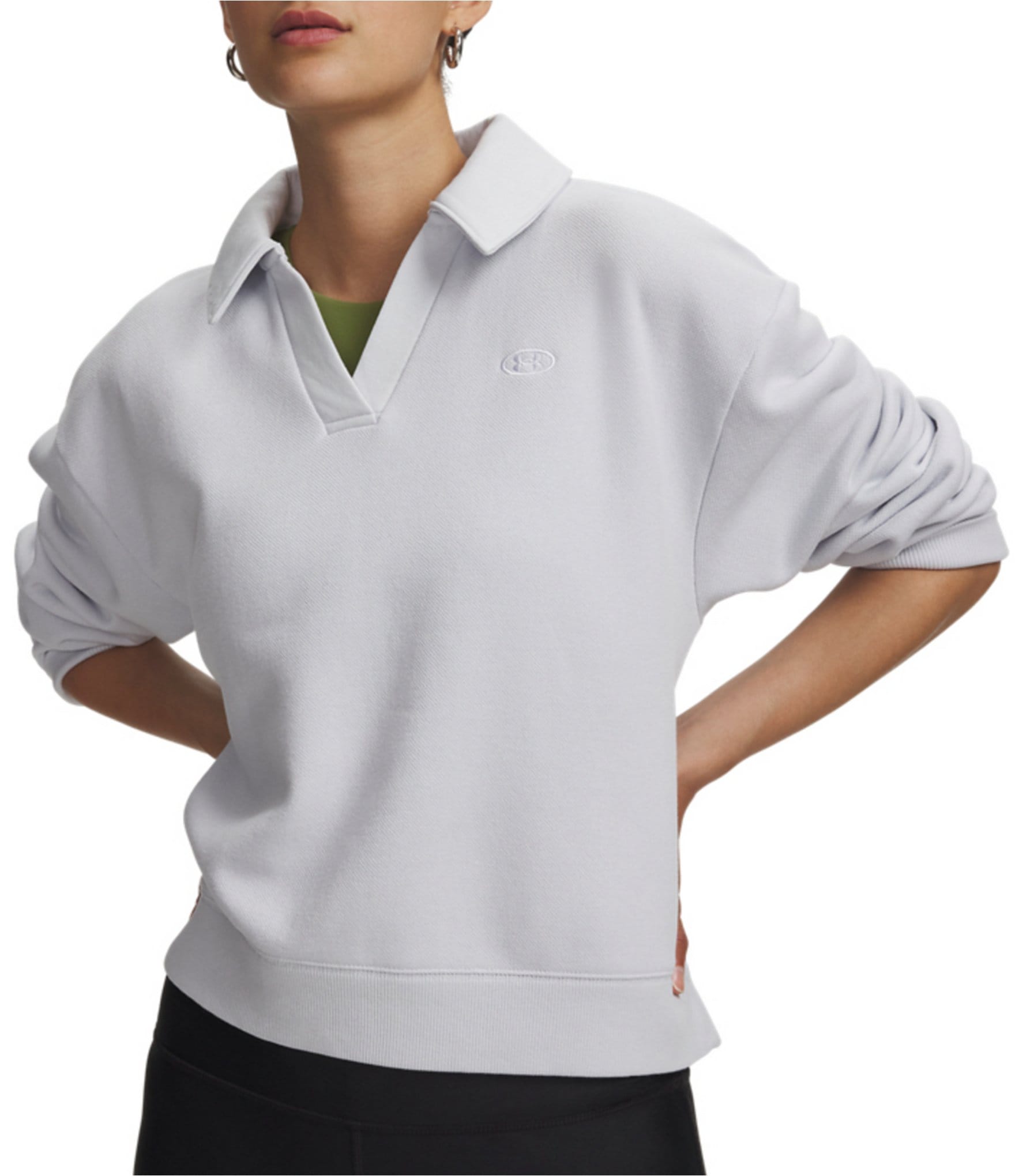 Under Armour Rival Fleece Polo Collared V-Neck Long Sleeve Pullover