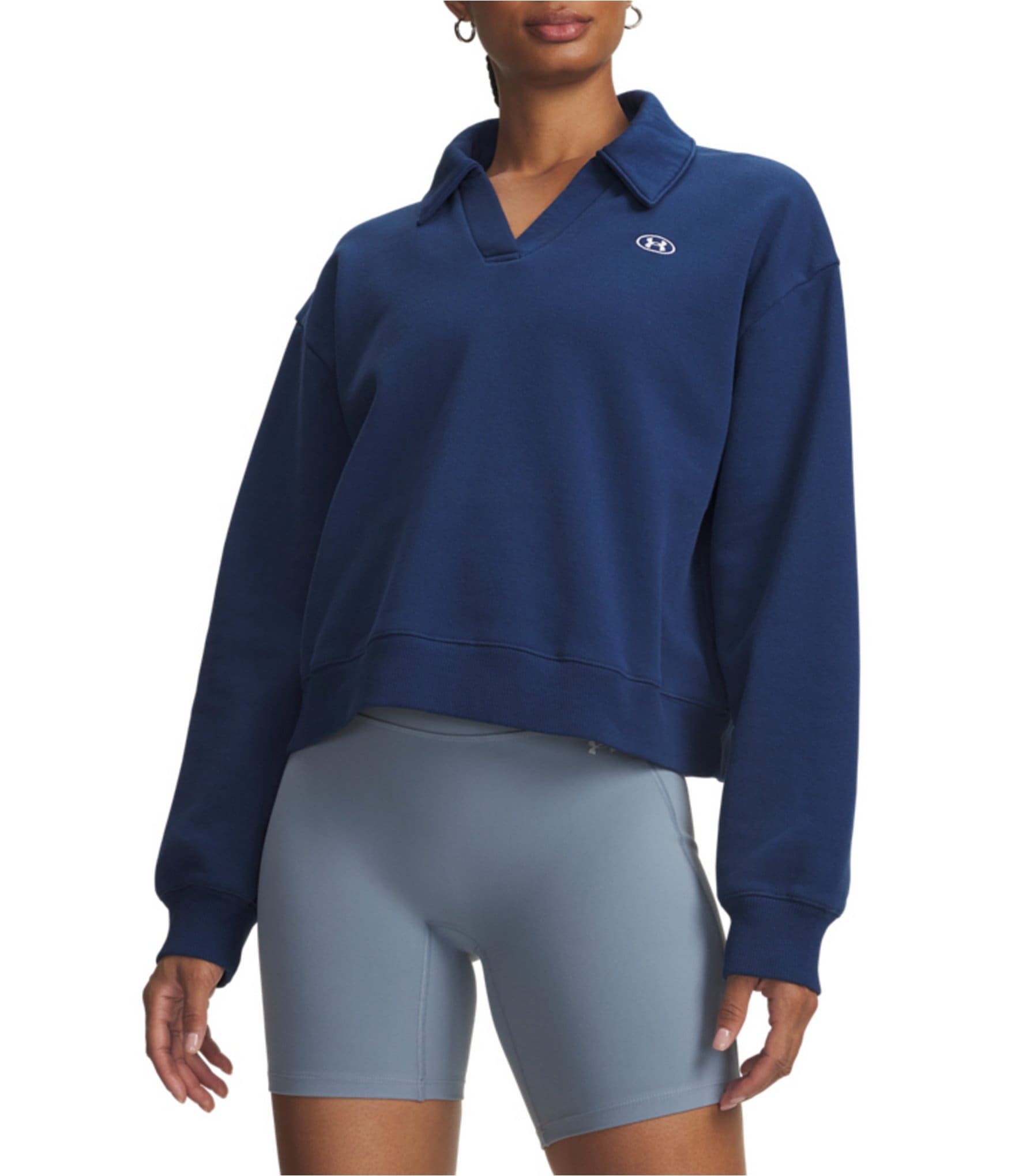 Under Armour Rival Fleece Polo Collared V-Neck Long Sleeve Pullover