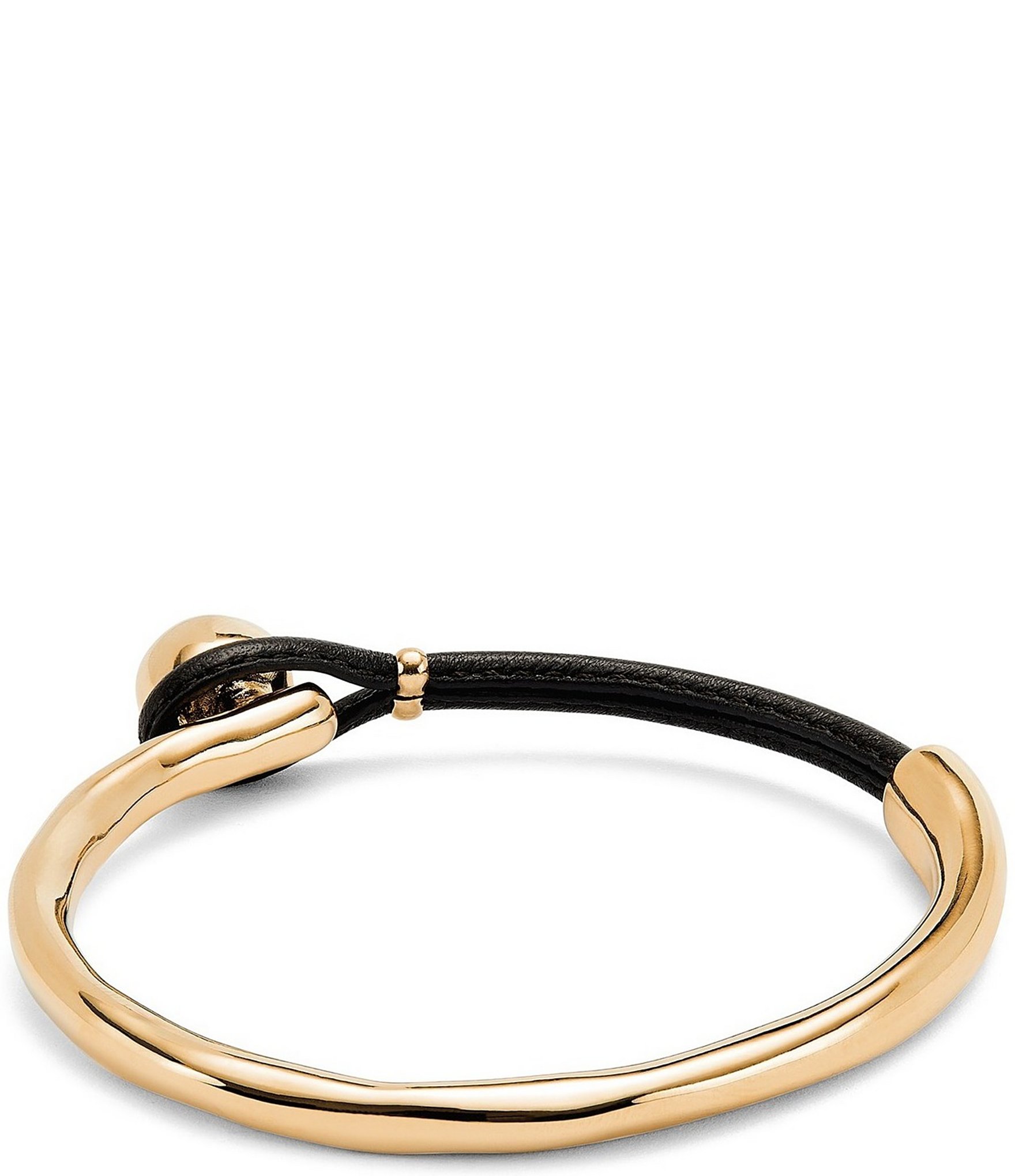 UNOde50 Pulseras 18K Gold & Leather Bangle Bracelet