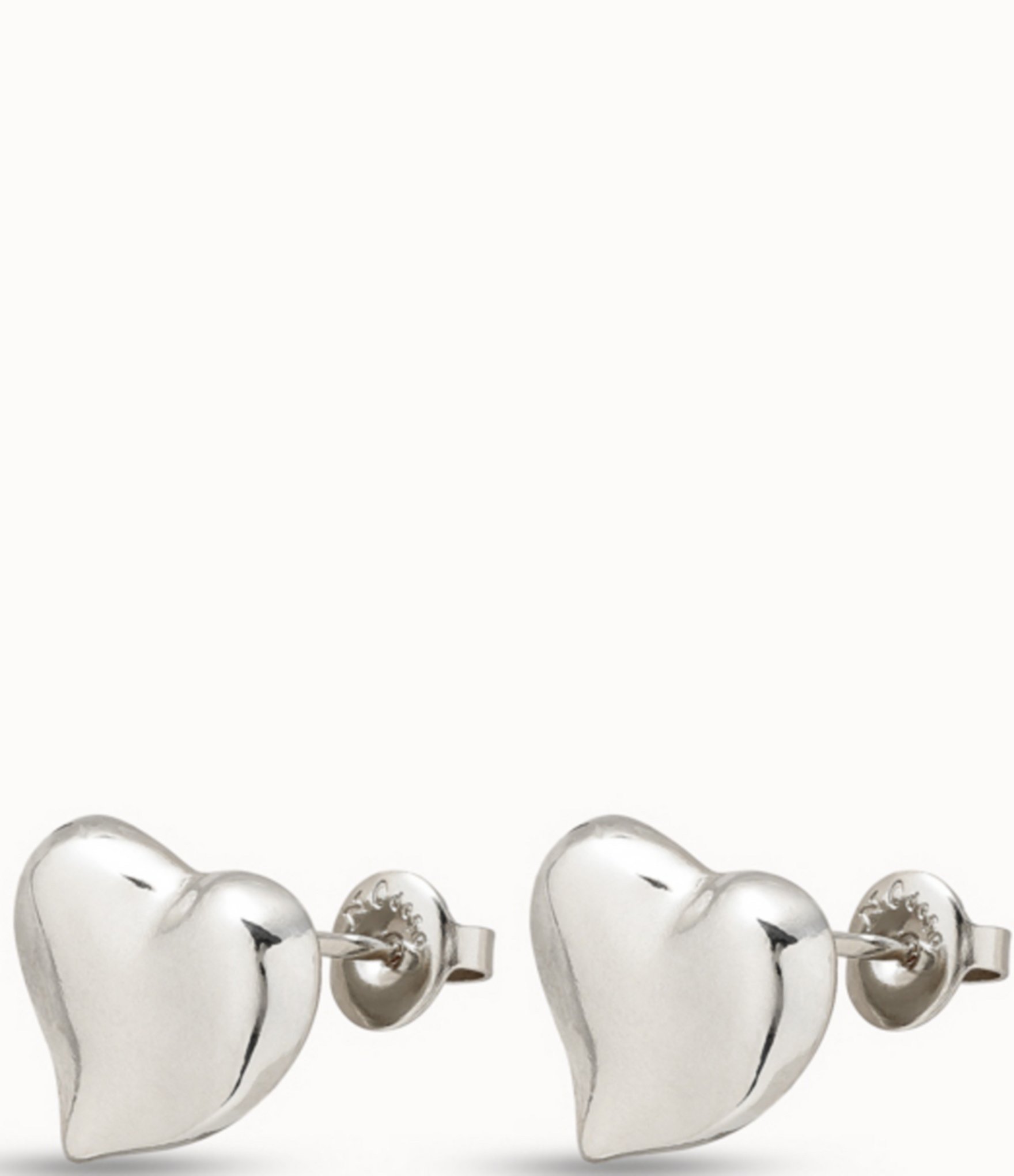 UNOde50 Silver Heart Stud Earrings