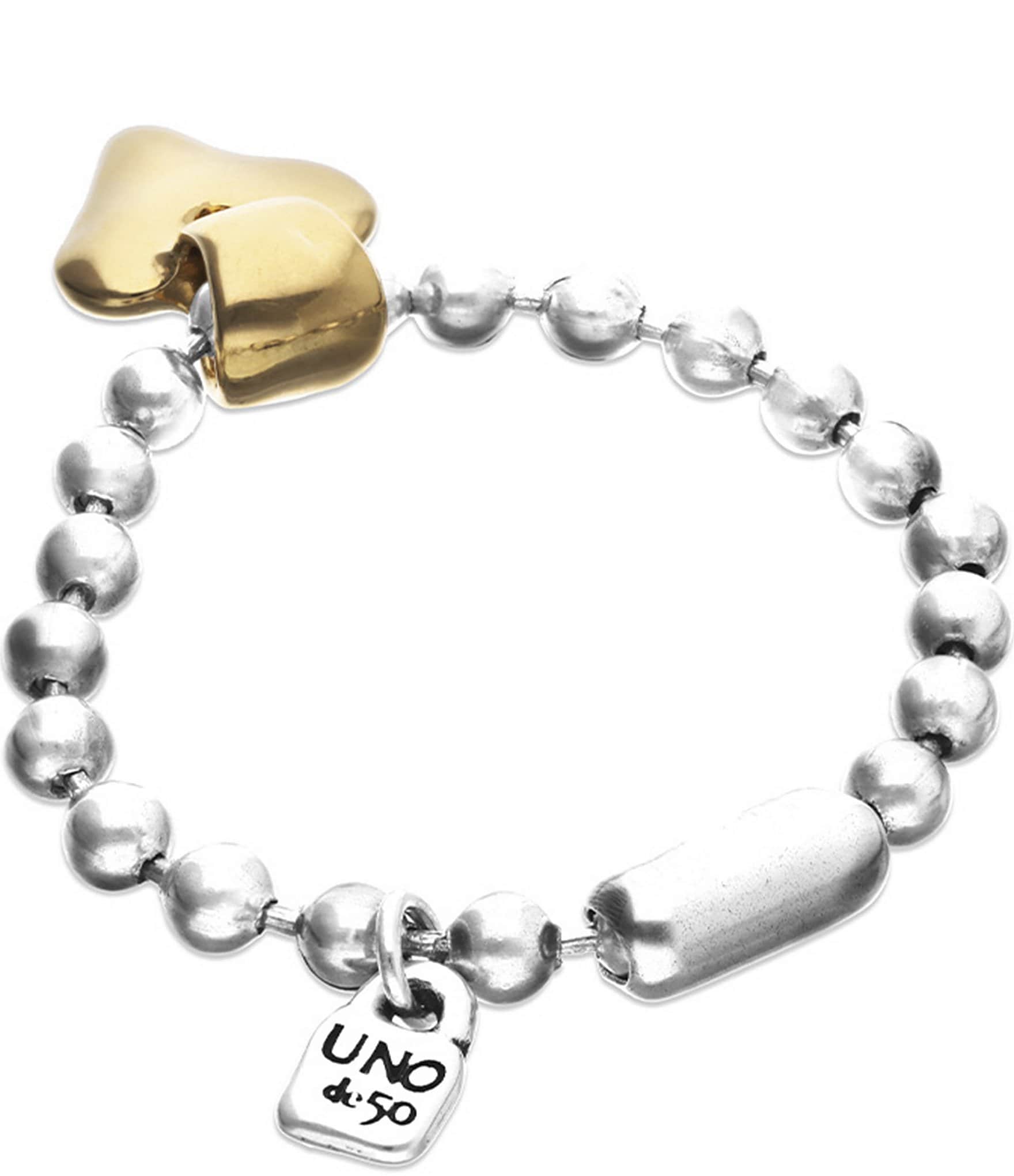 UNOde50 Two Tone Beaded Heart Snowflake Line Bracelet