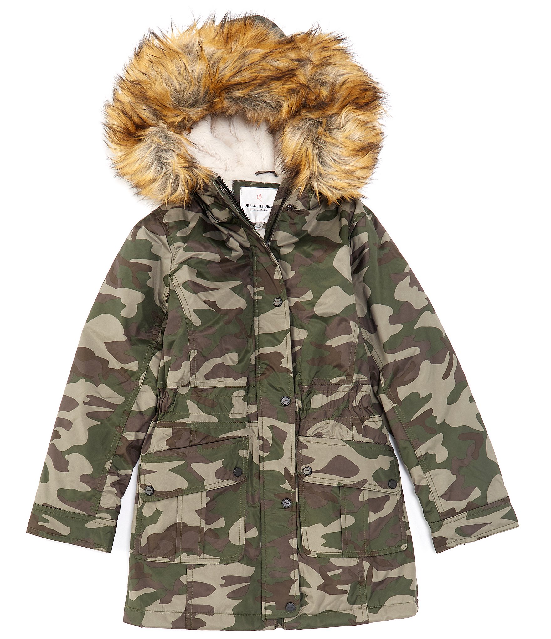 Dillard\'s Long Coat Anorak | Girls Republic Big Camouflage 7-16 Urban Tech Sleeve Hooded