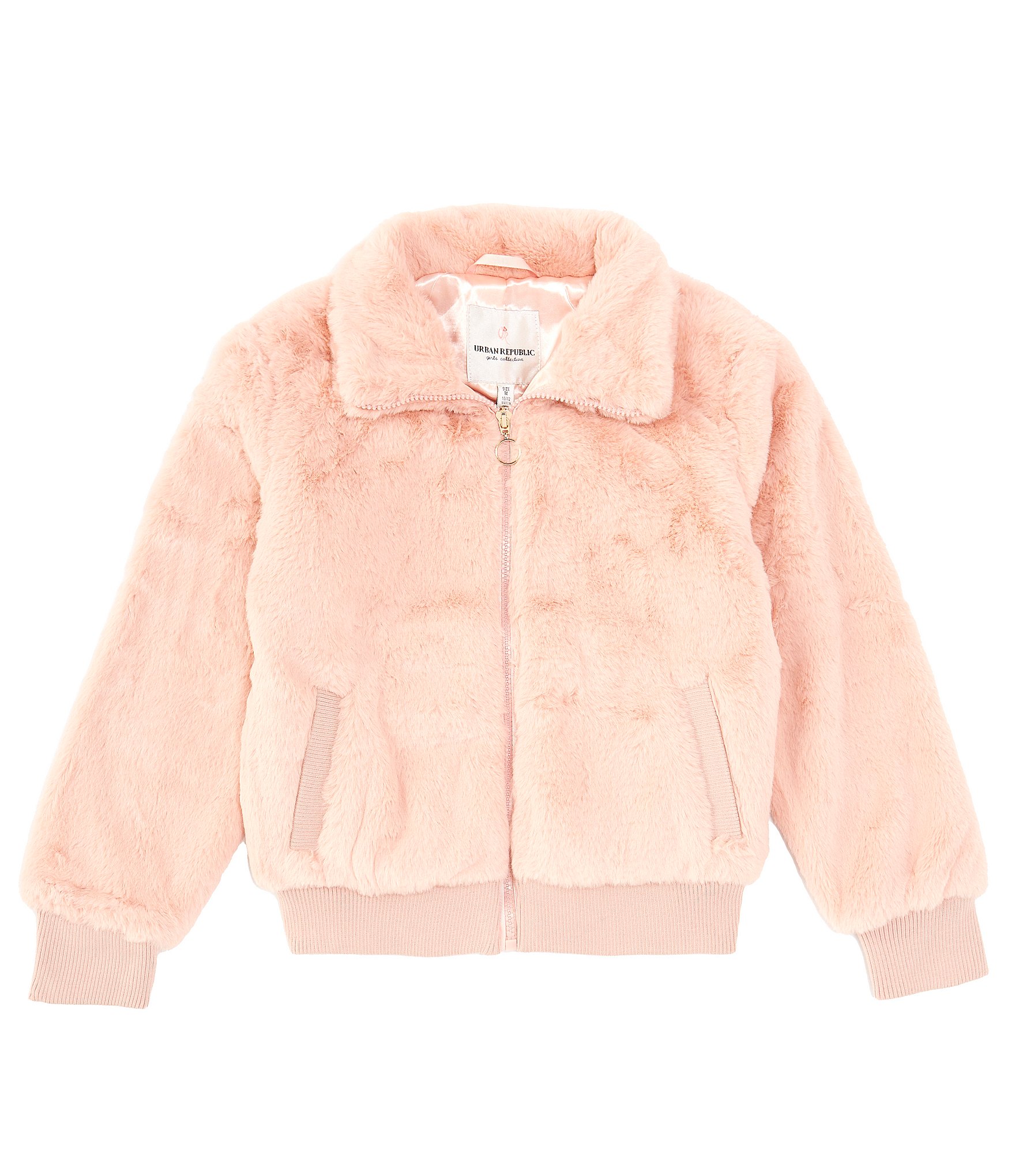 Urban Republic Big Girls 7-16 Long Sleeve Faux-Fur Bomber Jacket ...