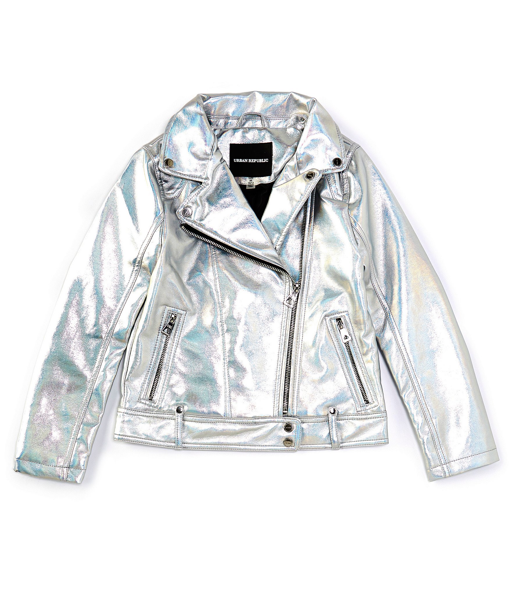 Urban Republic Big Girls 7-16 Long Sleeve Metallic Iridescent Motorcycle Jacket