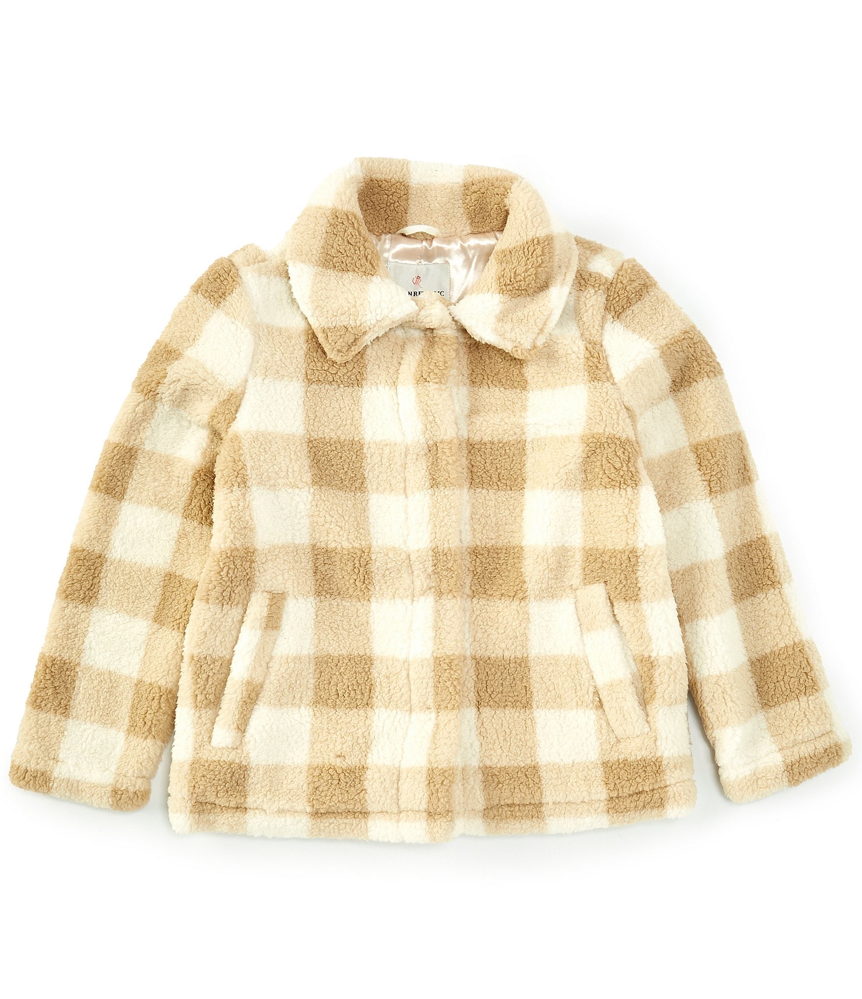 Urban Republic Big Girls 7-16 Long Sleeve Plaid Faux-Sherpa Jacket