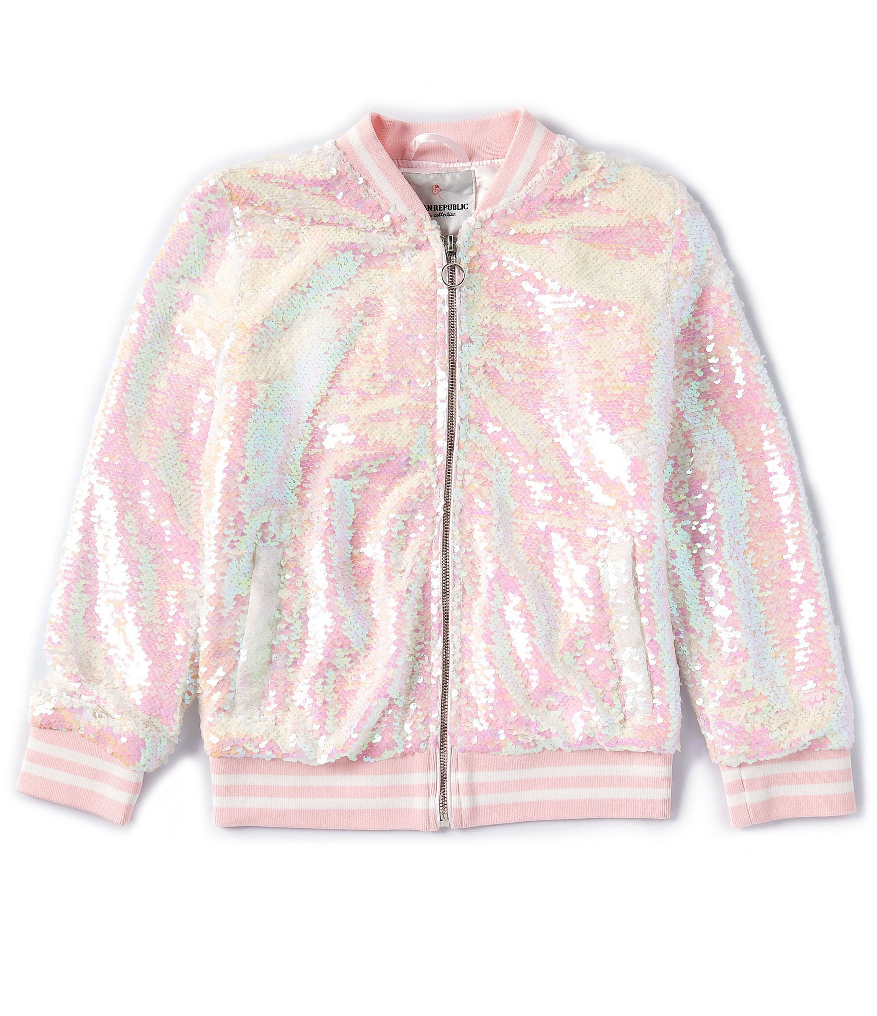 Urban Republic Big Girls 7-16 Long Sleeve Sequin-Embellished Bomber Jacket