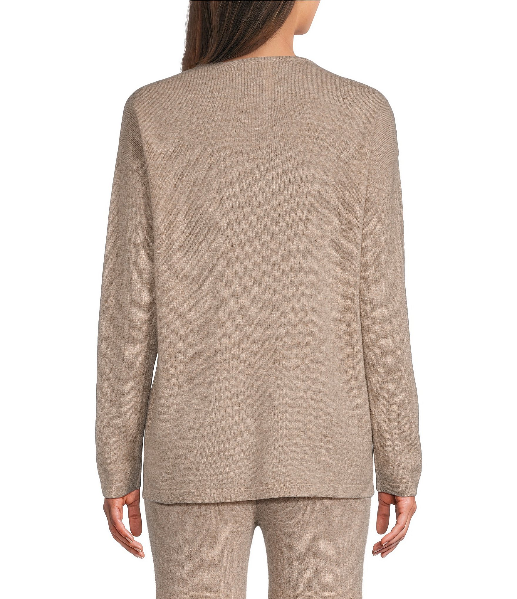 VAN WINKLE & CO. Long Sleeve Crew Neck Coordinating Cashmere Sleep Top