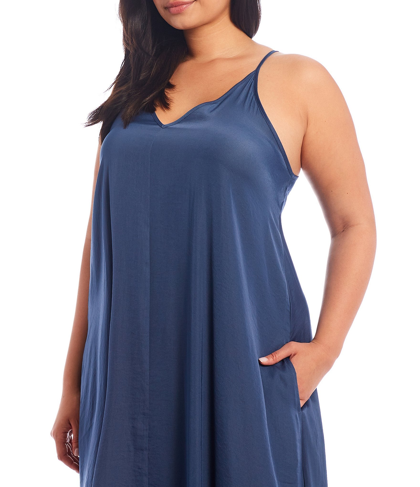 VAN WINKLE & CO. Plus Size Solid Satin Maxi Chemise