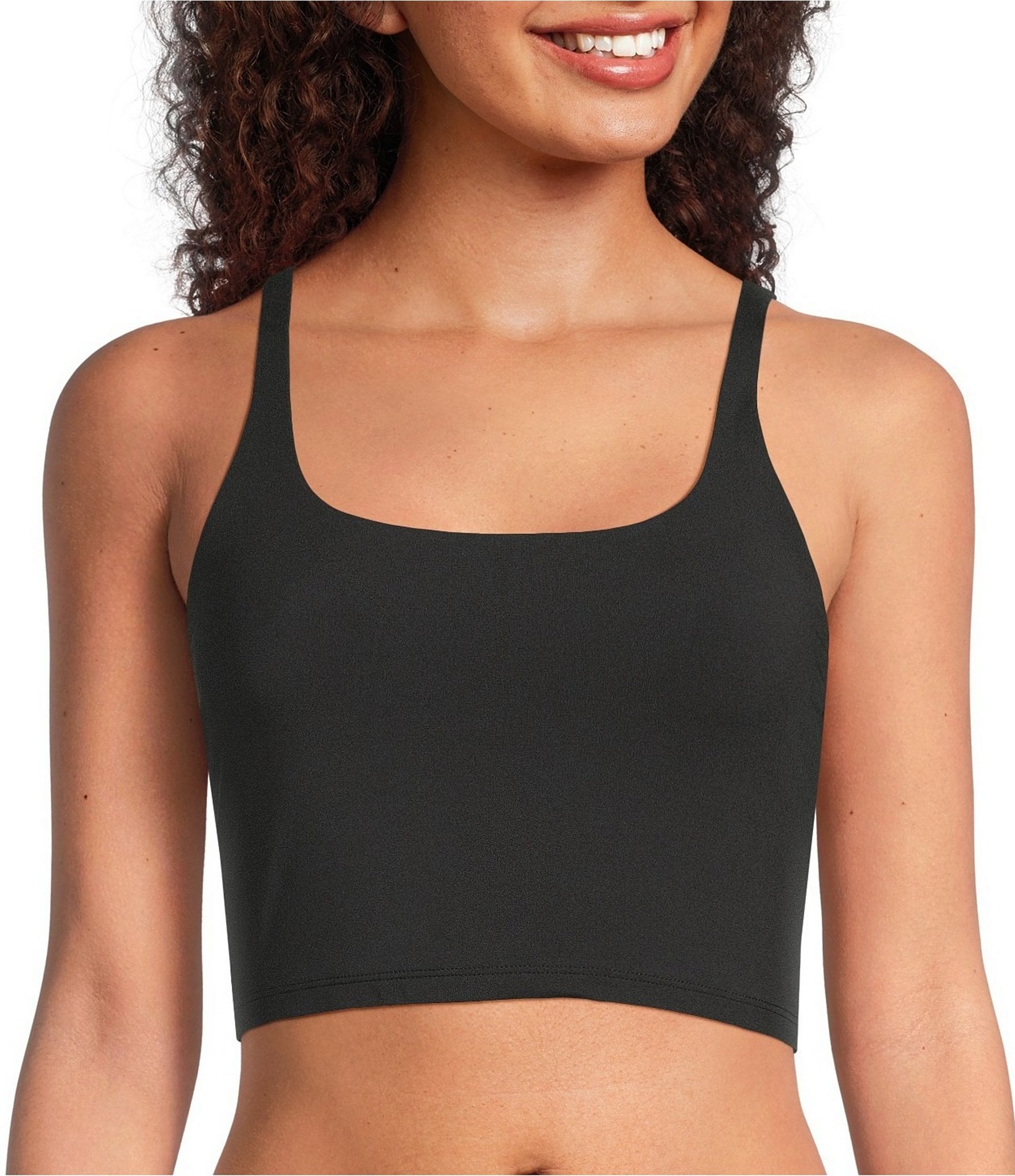 VAN WINKLE & CO. Scoop Neck Sleeveless Adjustable Convertible Strap Cropped Tank Top