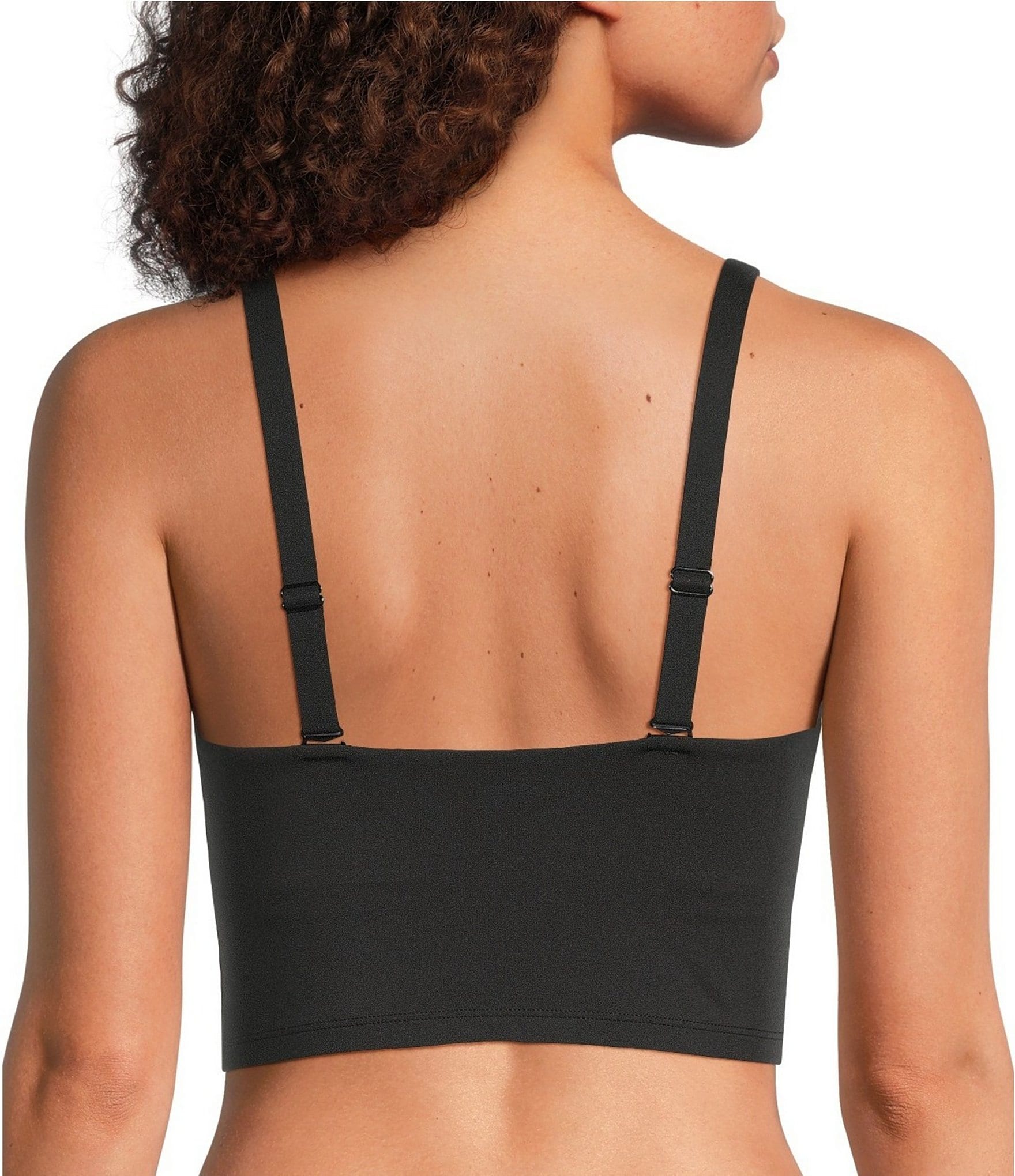 VAN WINKLE & CO. Scoop Neck Sleeveless Adjustable Convertible Strap Cropped Tank Top