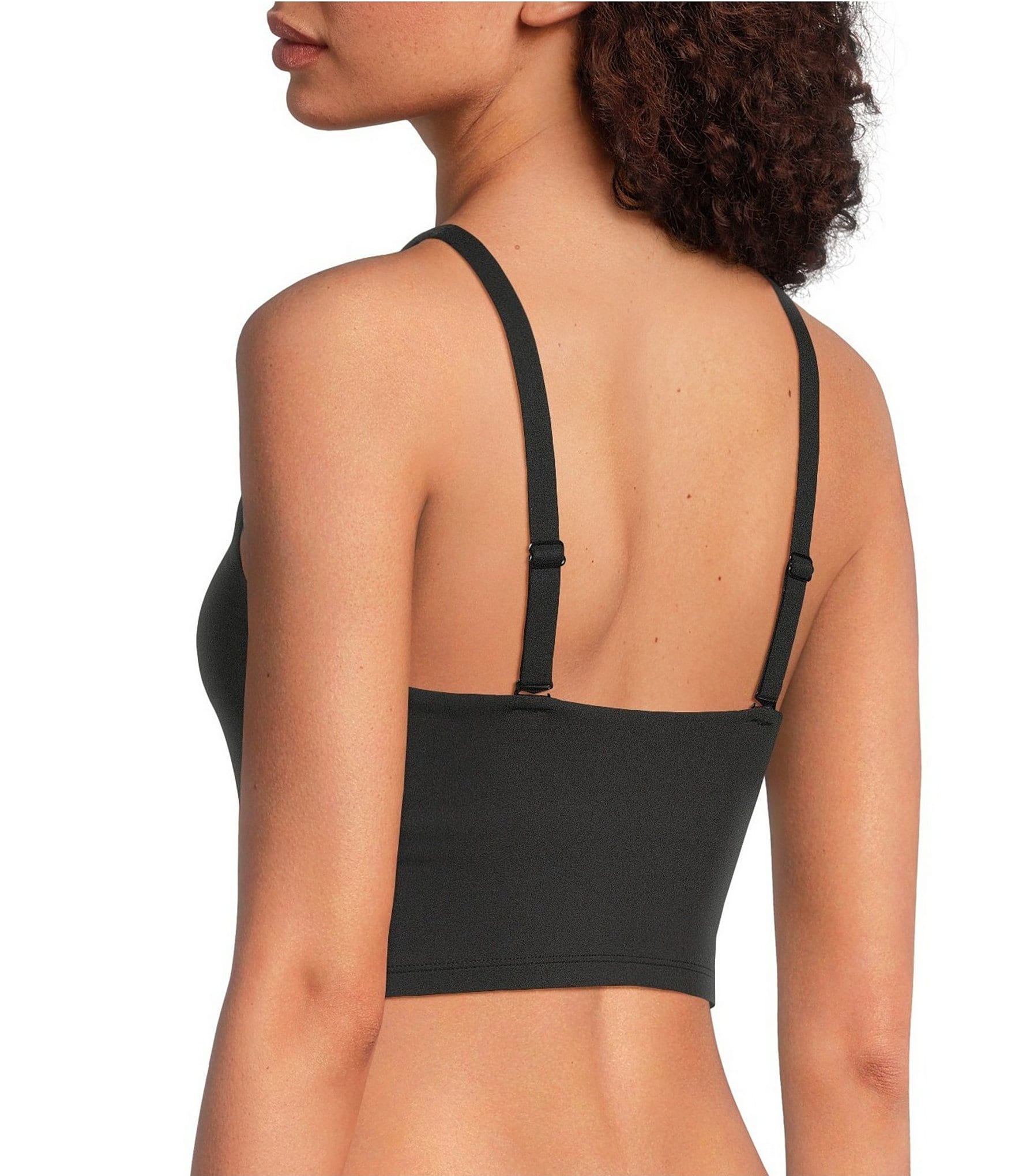 VAN WINKLE & CO. Scoop Neck Sleeveless Adjustable Convertible Strap Cropped Tank Top
