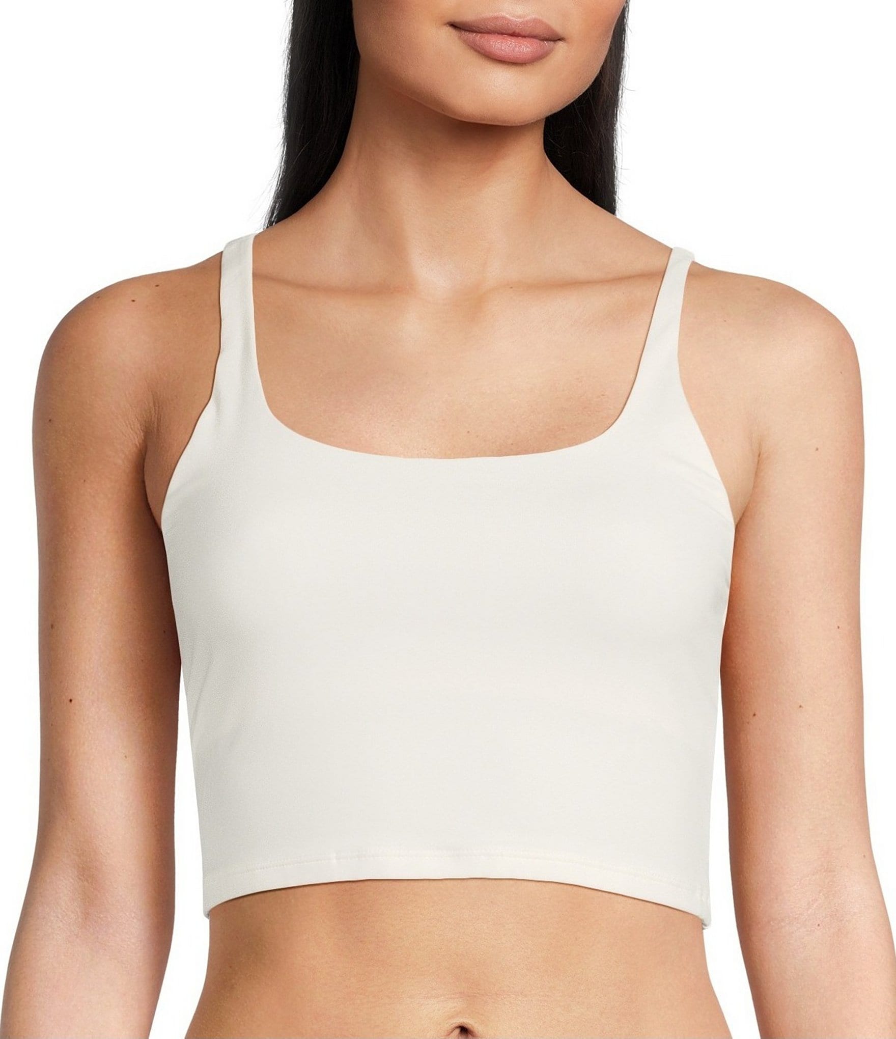 VAN WINKLE & CO. Scoop Neck Sleeveless Adjustable Convertible Strap Cropped Tank Top