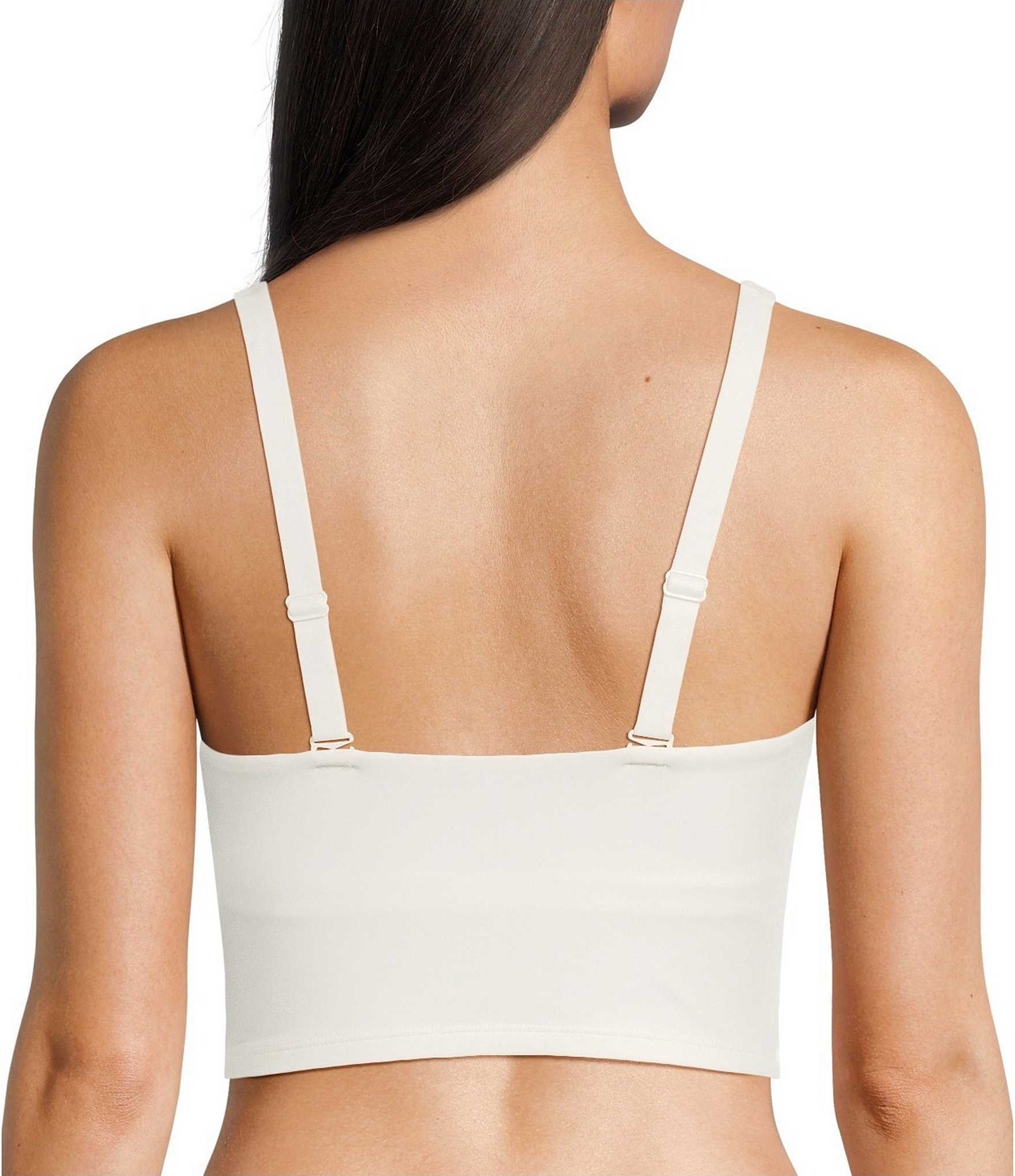 VAN WINKLE & CO. Scoop Neck Sleeveless Adjustable Convertible Strap Cropped Tank Top