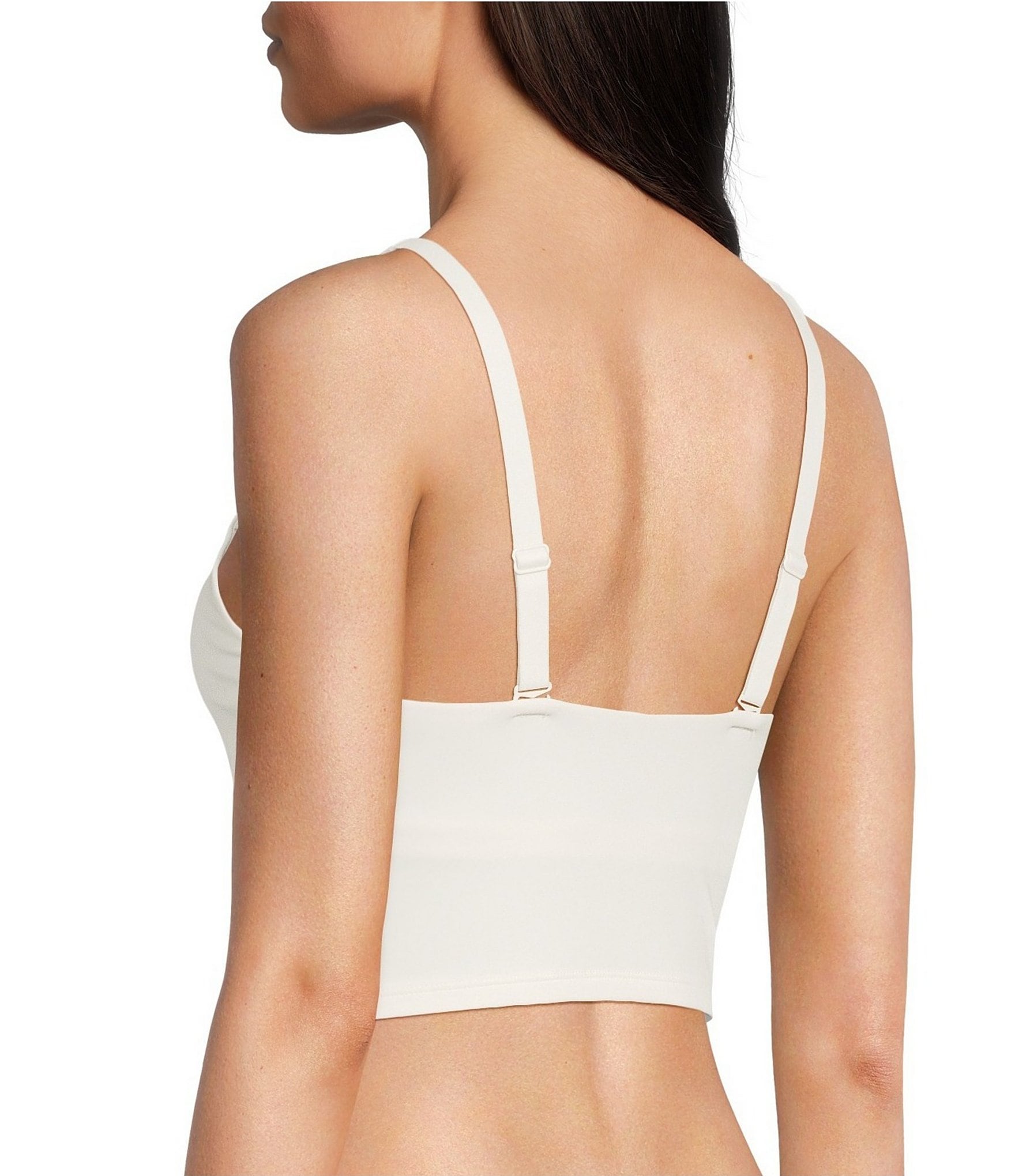 VAN WINKLE & CO. Scoop Neck Sleeveless Adjustable Convertible Strap Cropped Tank Top
