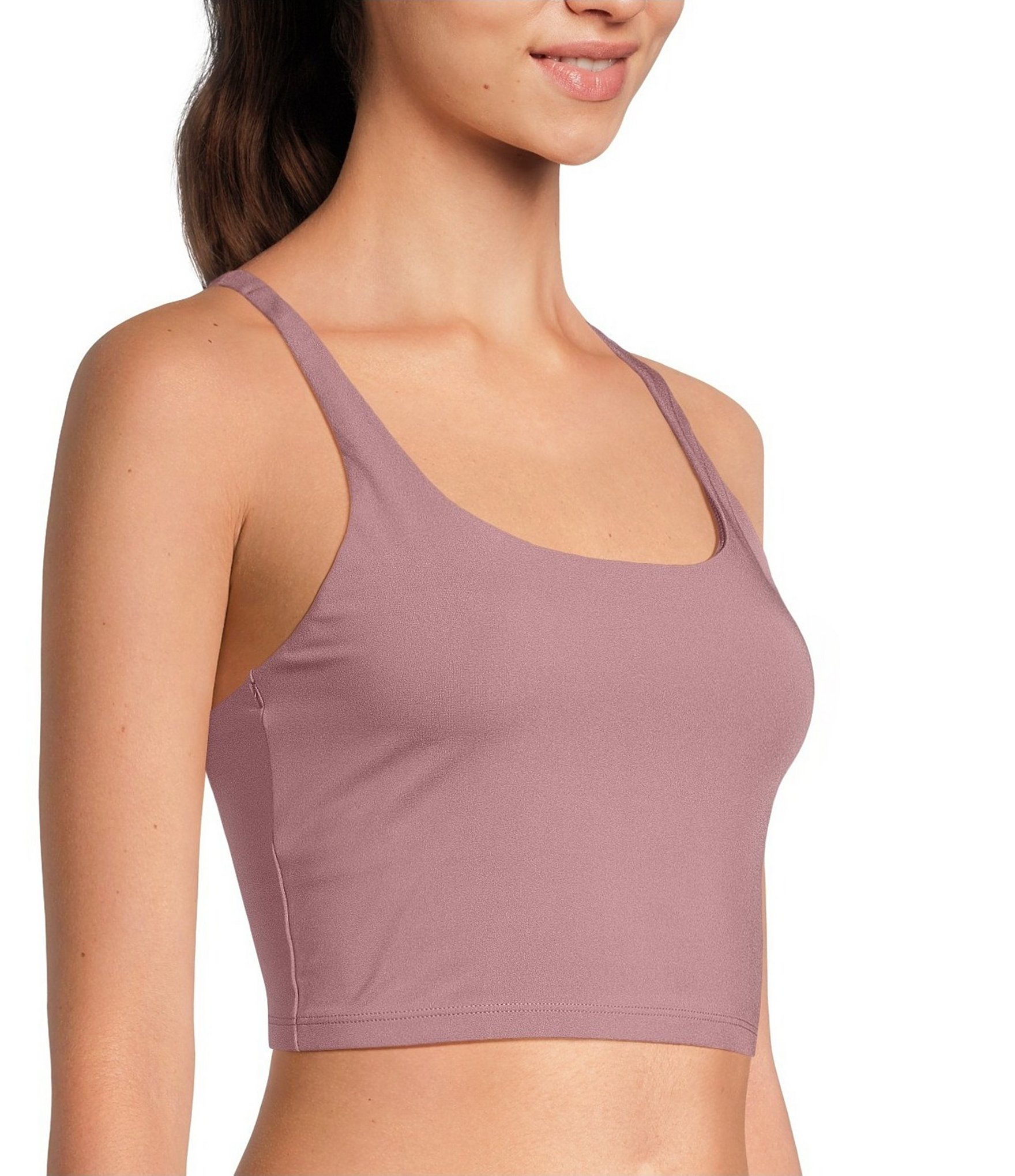 VAN WINKLE & CO. Scoop Neck Sleeveless Adjustable Convertible Strap Cropped Tank Top