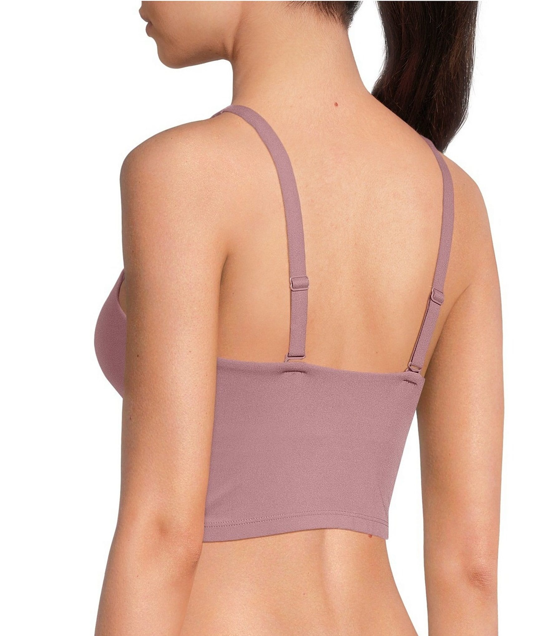 VAN WINKLE & CO. Scoop Neck Sleeveless Adjustable Convertible Strap Cropped Tank Top