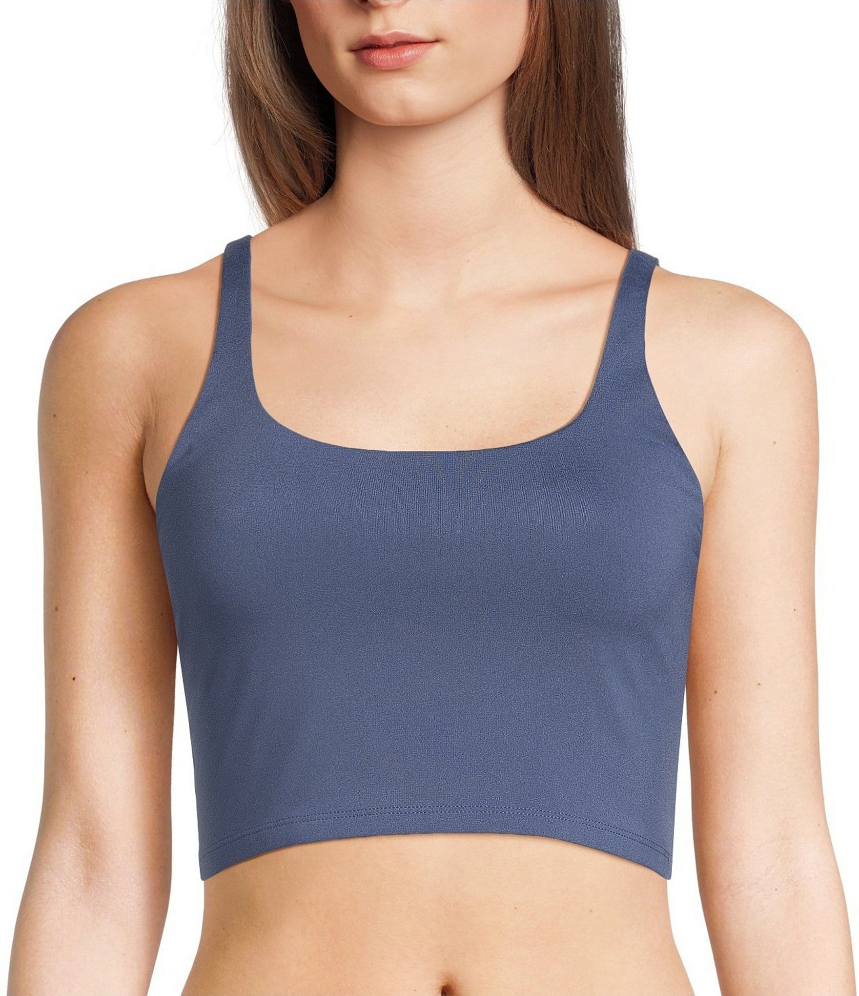 VAN WINKLE & CO. Scoop Neck Sleeveless Adjustable Convertible Strap Cropped Tank Top