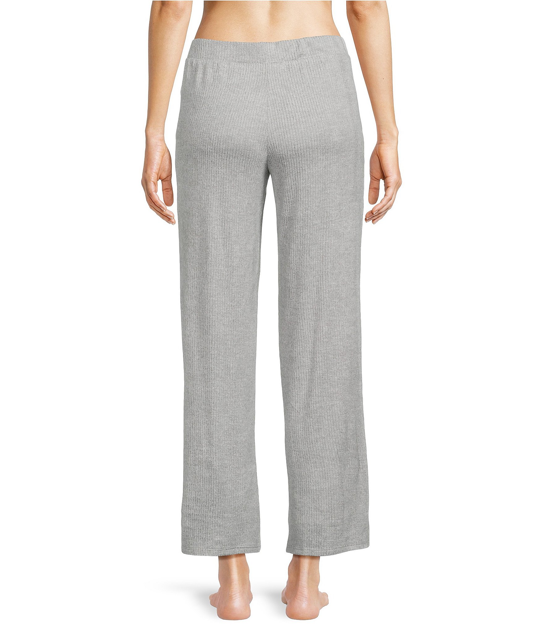 VAN WINKLE & CO. Solid Ribbed Knit Wide Leg Coordinating Sleep Pants