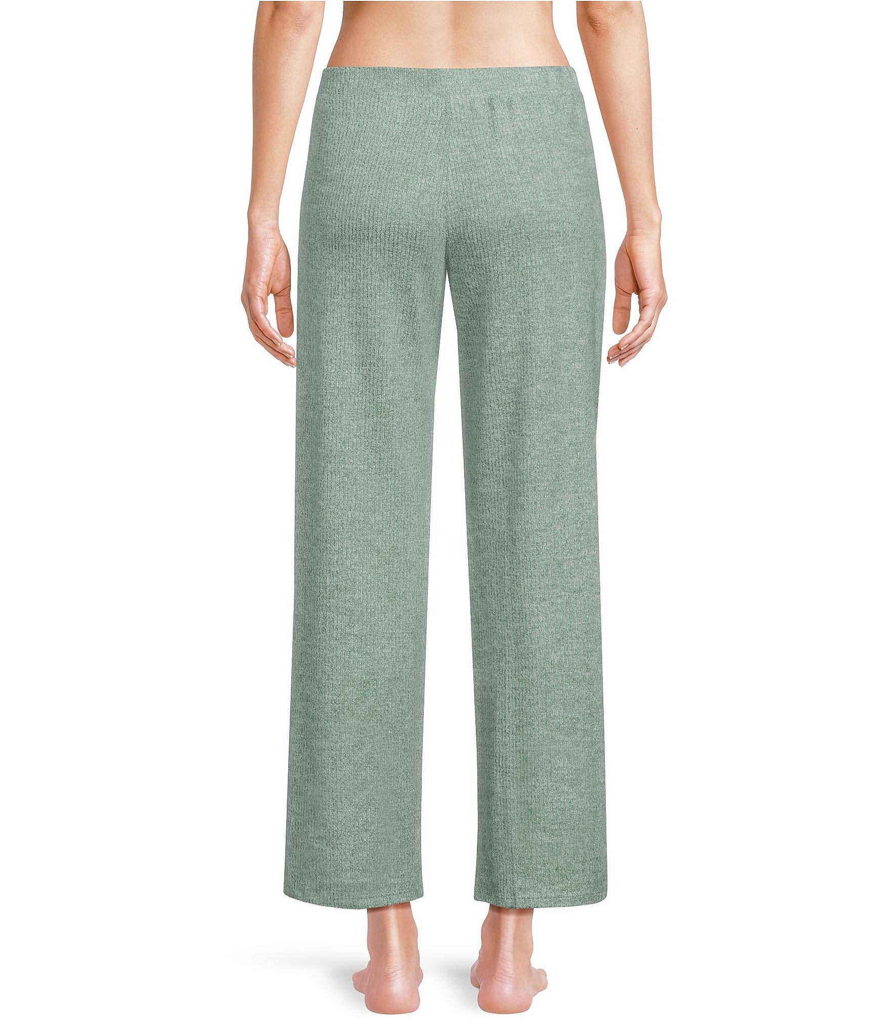VAN WINKLE & CO. Solid Ribbed Knit Wide Leg Coordinating Sleep Pants