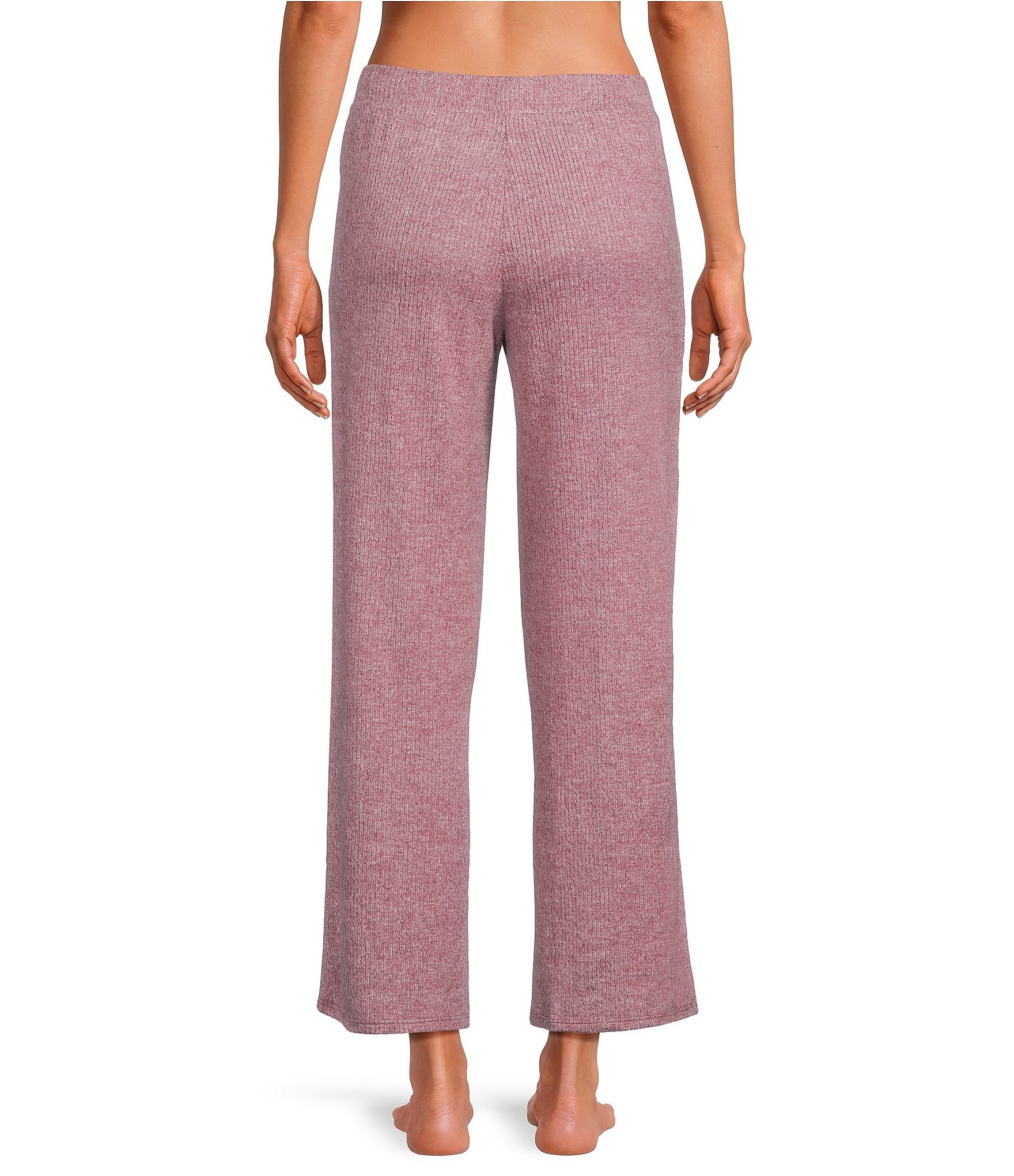 VAN WINKLE & CO. Solid Ribbed Knit Wide Leg Coordinating Sleep Pants