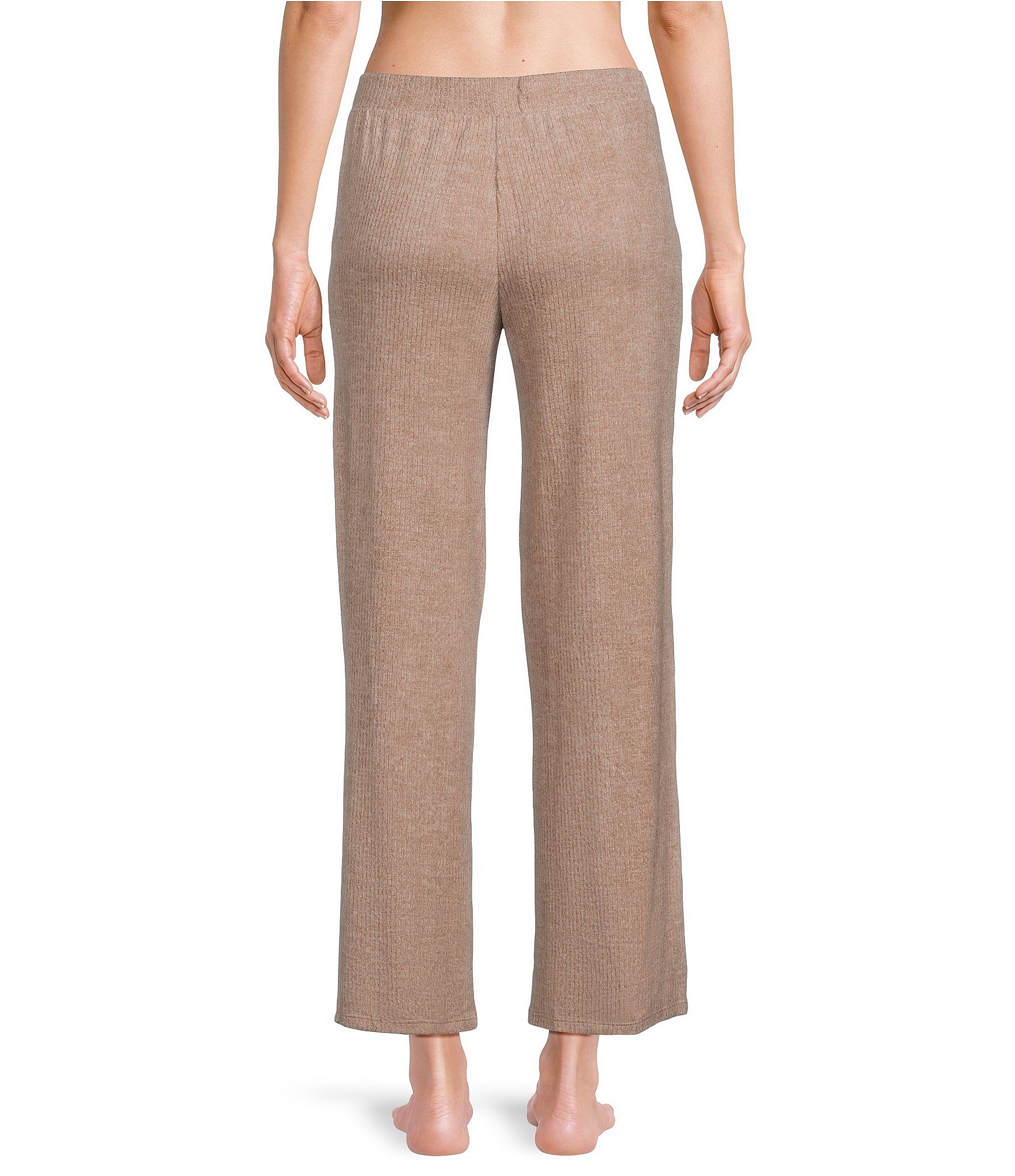 VAN WINKLE & CO. Solid Ribbed Knit Wide Leg Coordinating Sleep Pants