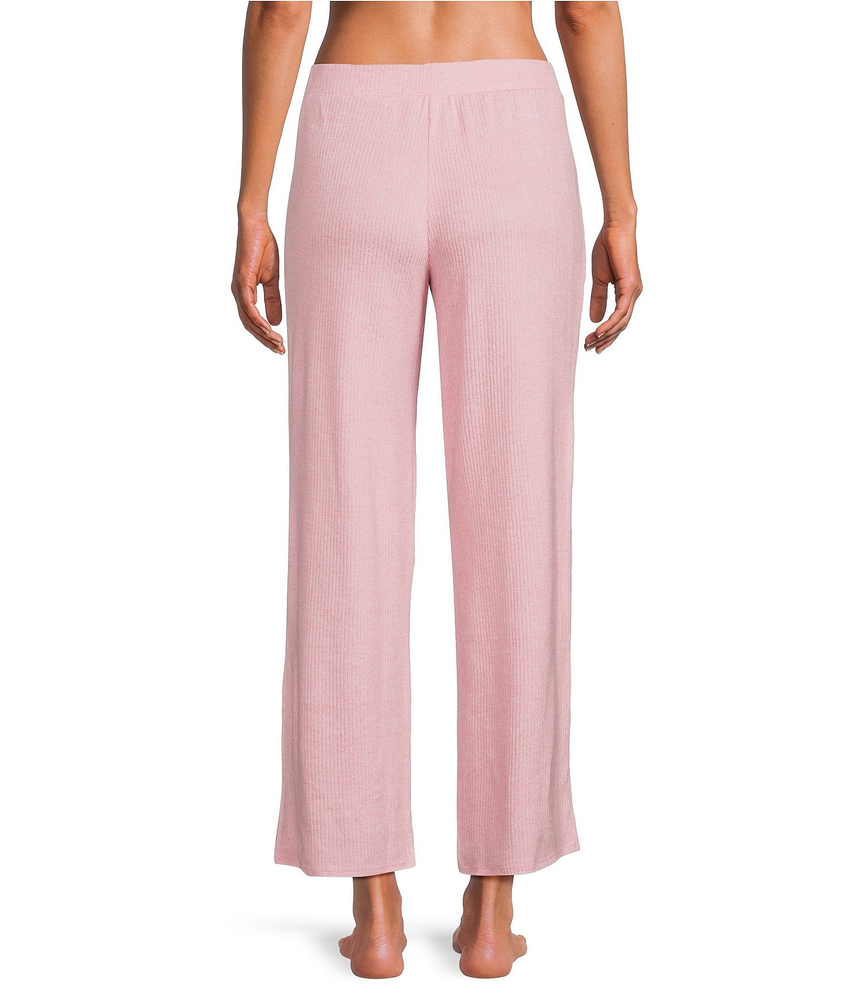 VAN WINKLE & CO. Solid Ribbed Knit Wide Leg Coordinating Sleep Pants