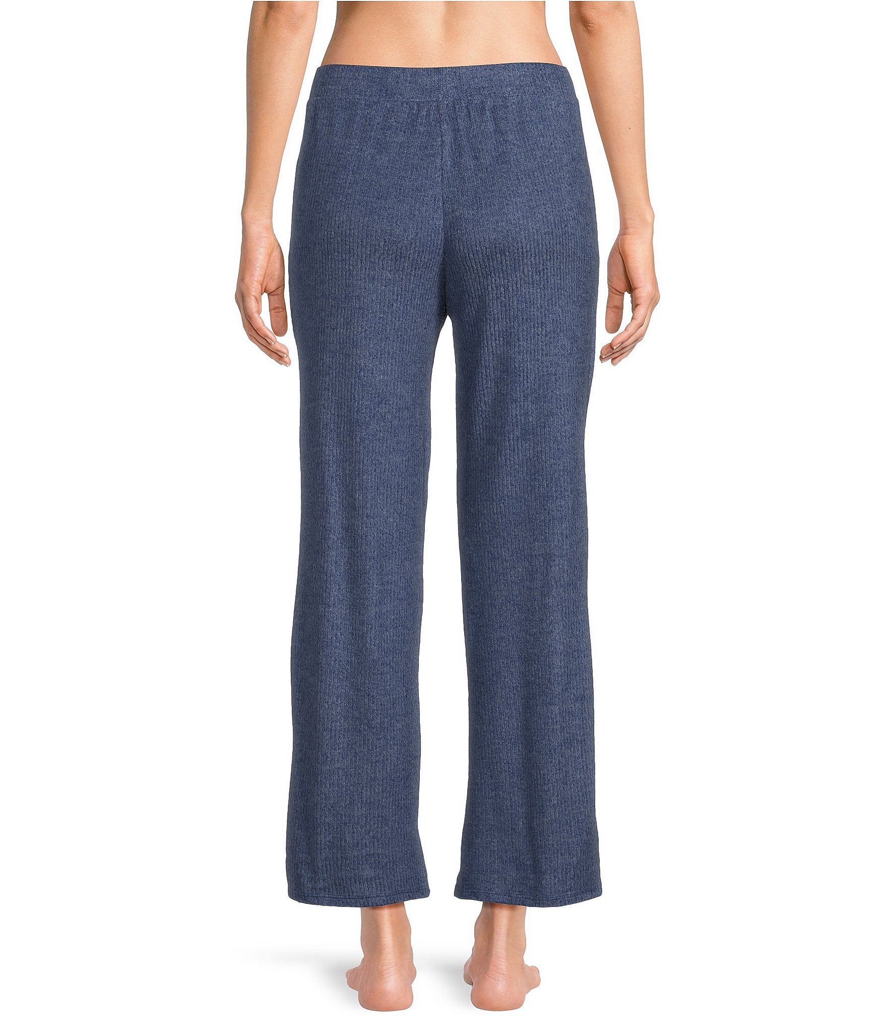 VAN WINKLE & CO. Solid Ribbed Knit Wide Leg Coordinating Sleep Pants