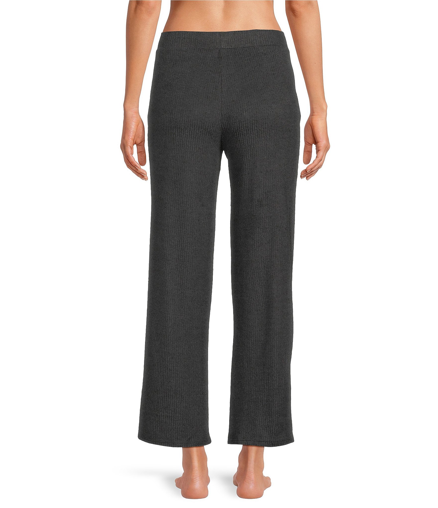 VAN WINKLE & CO. Solid Ribbed Knit Wide Leg Coordinating Sleep Pants