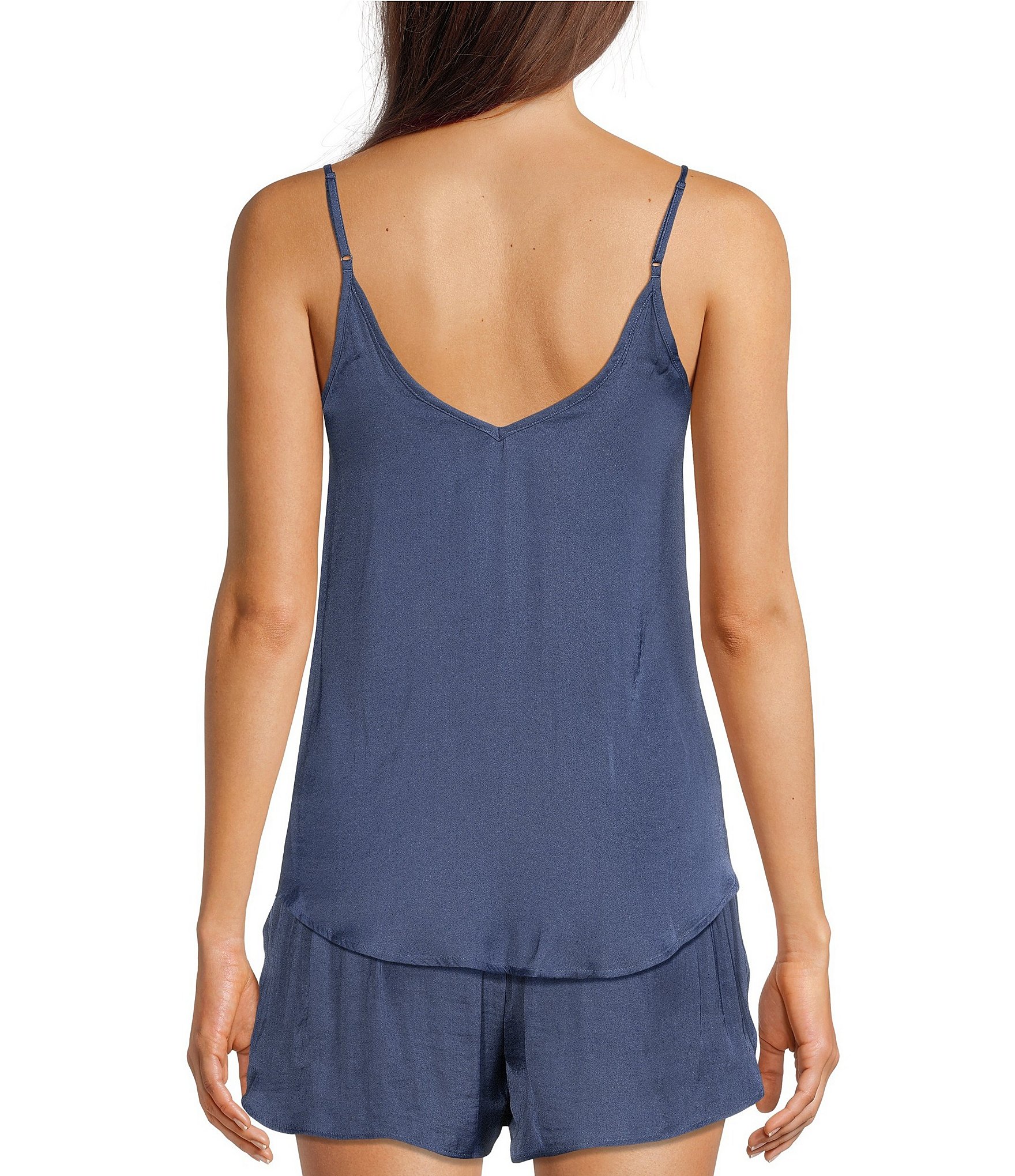 VAN WINKLE & CO. Solid Woven V-Neck Coordinating Sleep Tank