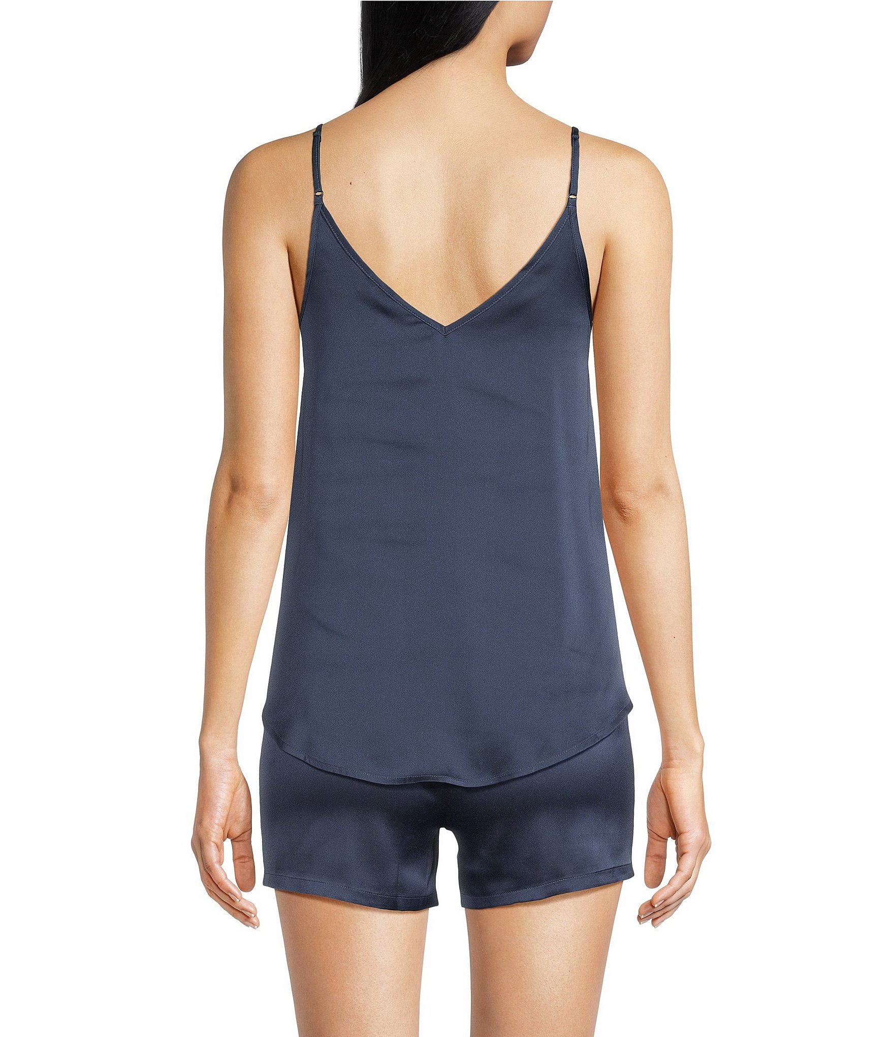 VAN WINKLE & CO. Solid Woven V-Neck Satin Coordinating Sleep Tank