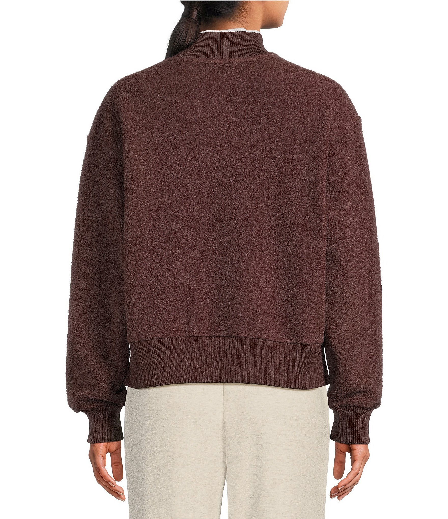 Varley Brenna Button Front V-Neck Long Sleeve Fleece Sweatshirt