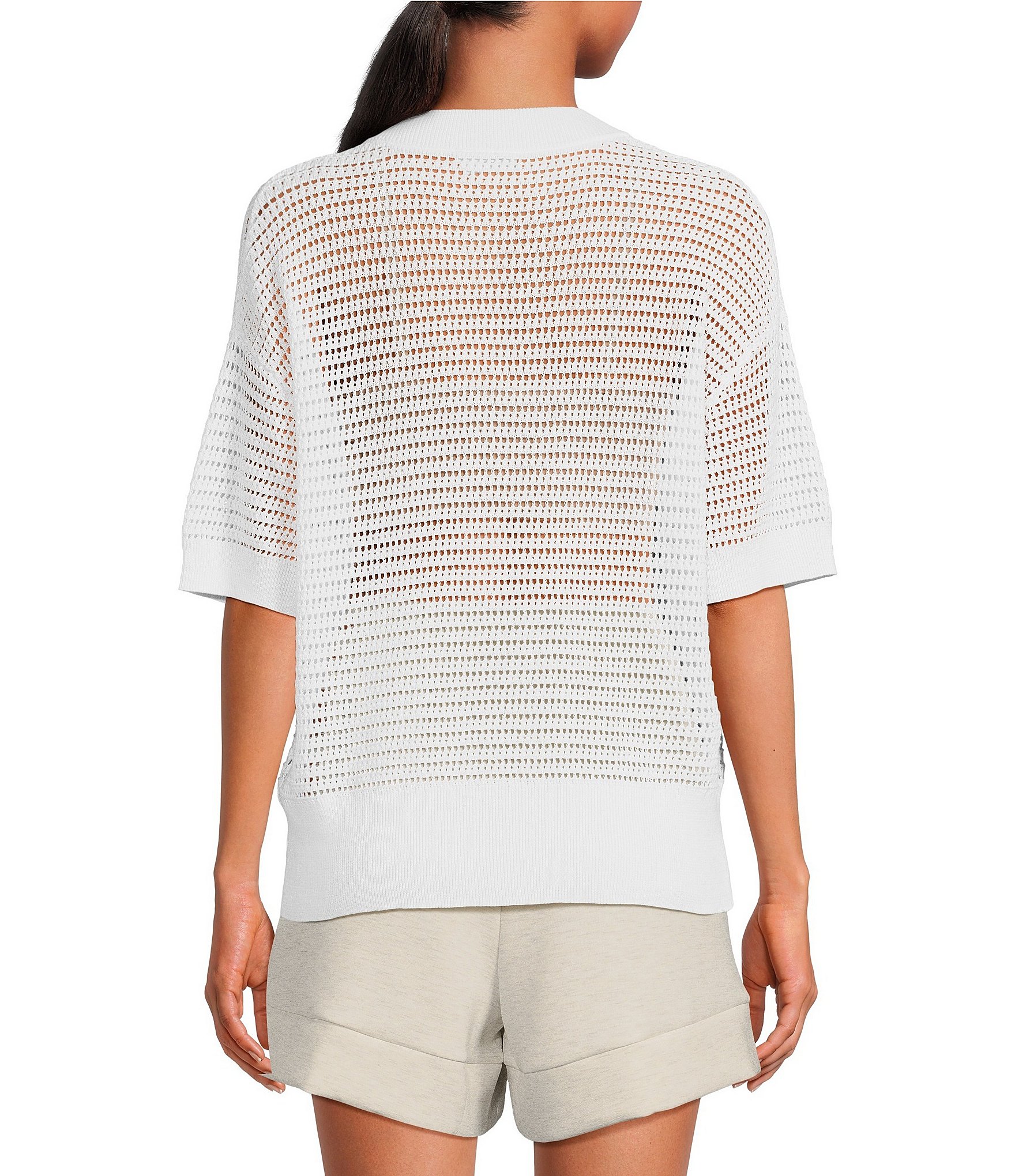 Varley Callie Knit Boxy Split V-Neck Short Sleeve Top