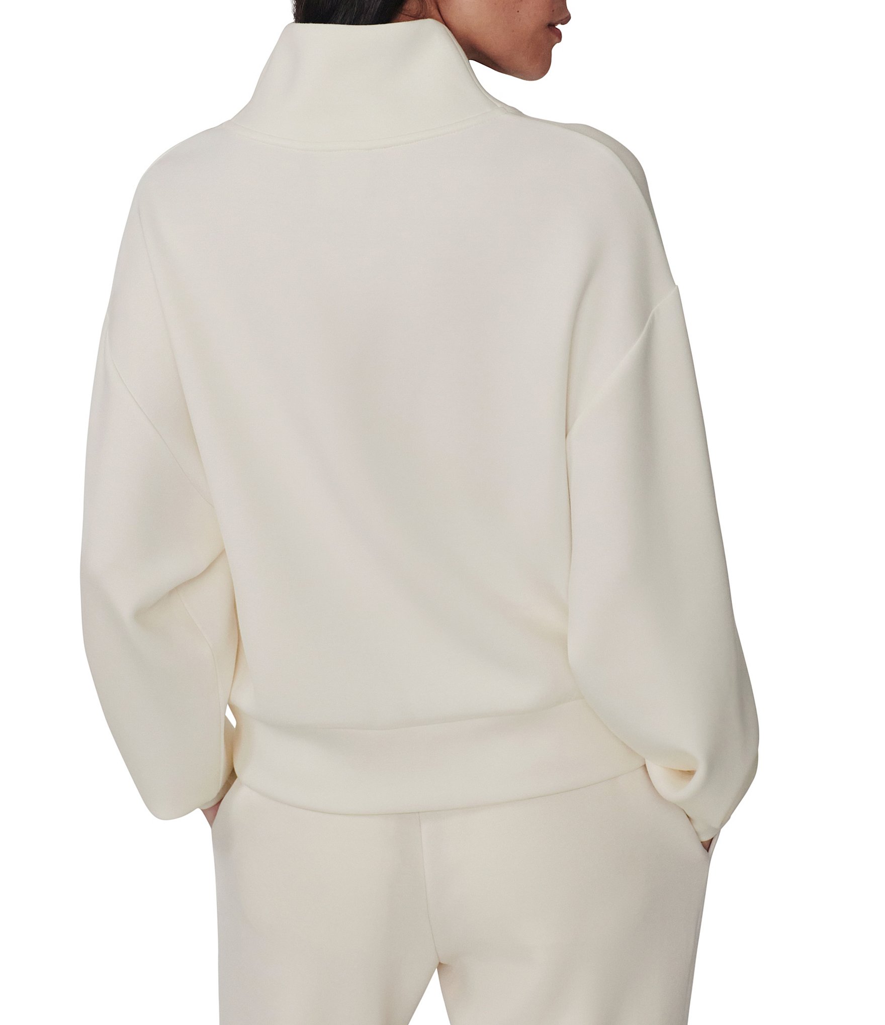 Varley Davidson DoubleSoft® Coordinating Stand Collar V-Neck Quater Zip Long Sleeve Sweat Jacket