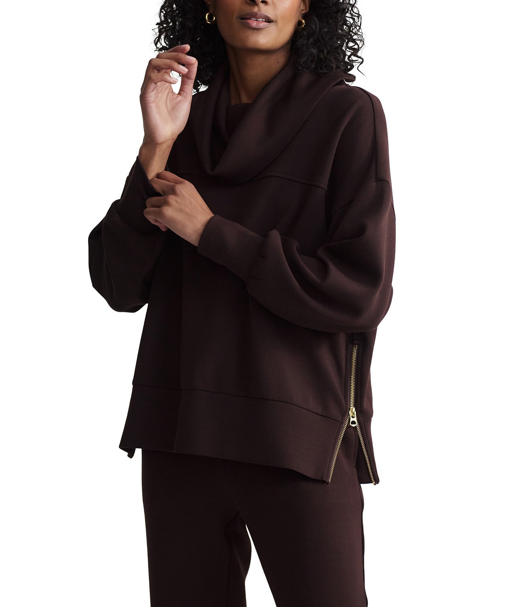 Varley Priya DoubleSoft® Mock Cowl Neck Long Sleeve Longline Sweatshirt