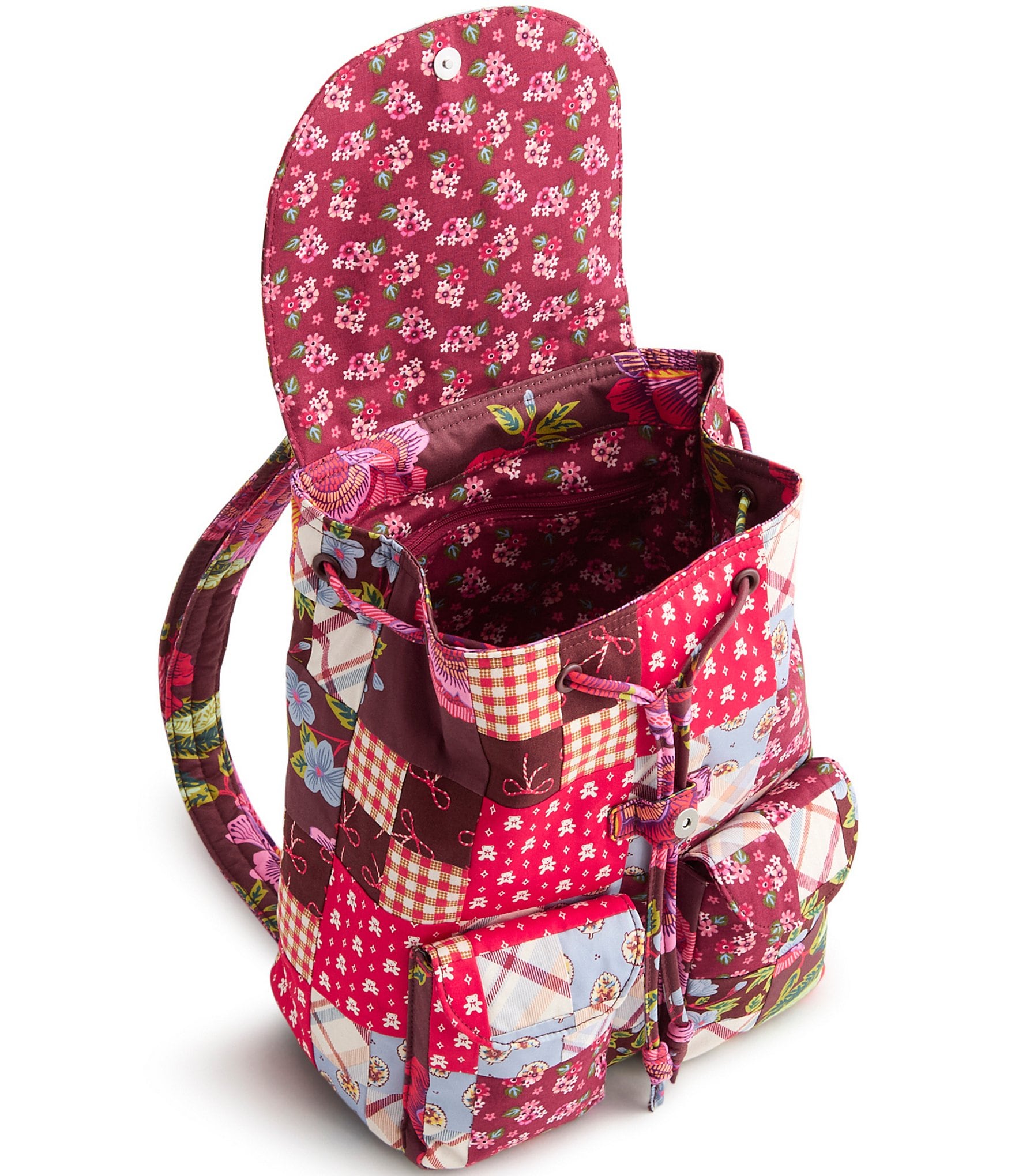 Vera Bradley Deluxe Floral Patchwork Drawstring Backpack